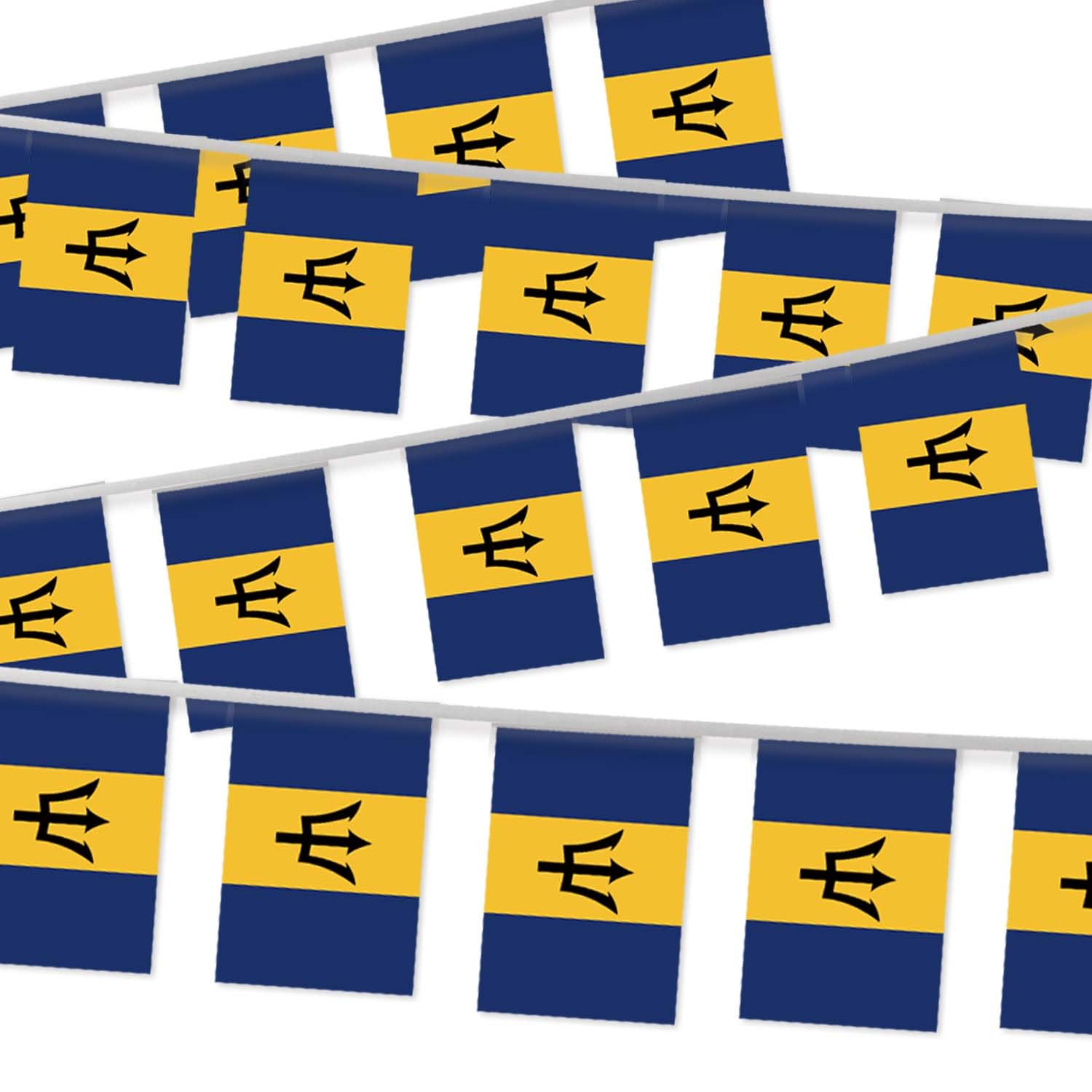 32FT Small Barbados Pennant Flag Bunting,30 PCS Mini String Banner Strip Barbadians National Decor Rectangle for Holiday Restaurant Home Party School