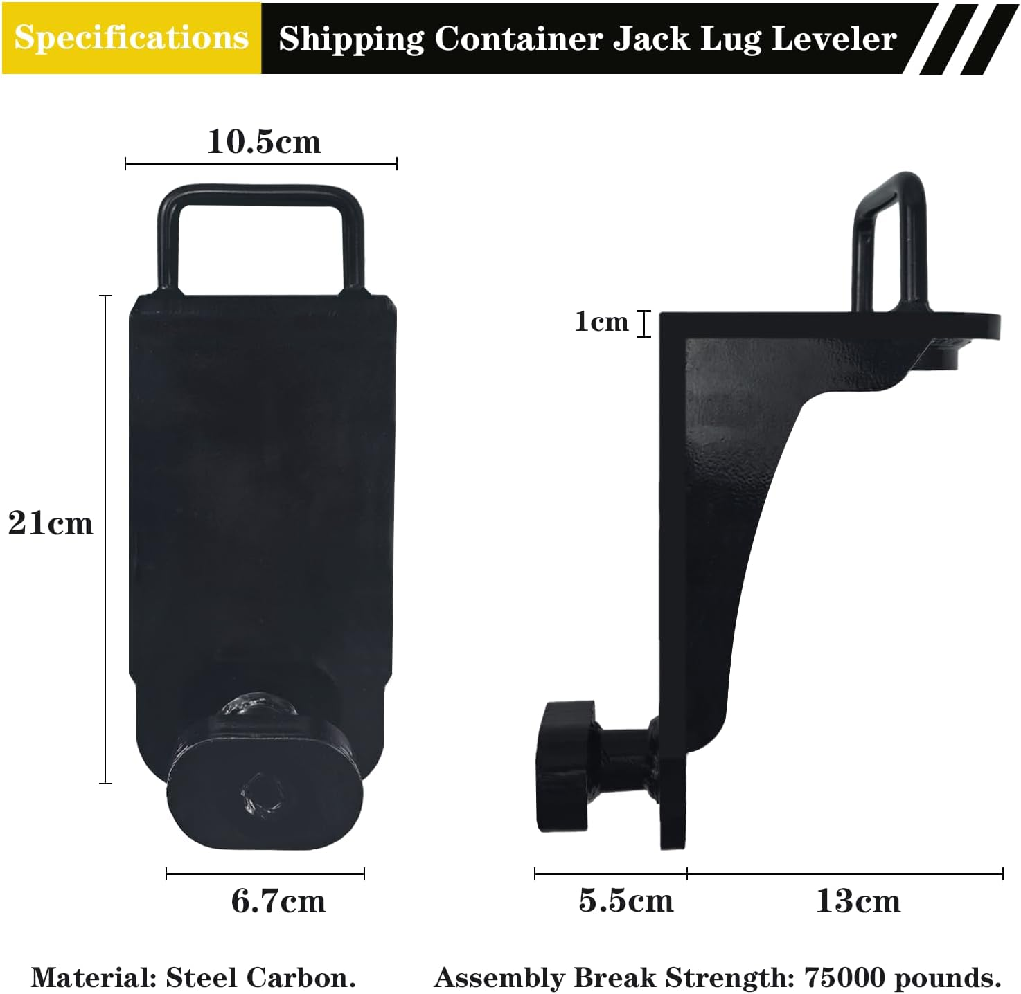 Heavy-Duty Shipping Container Jack Lug Leveler with U-Shaped Handle,Shipping Container Booster Lifter |,Shipping Container Accessories Attachment - Storage Container Leveler Booster,Black (2PCS) image number 1