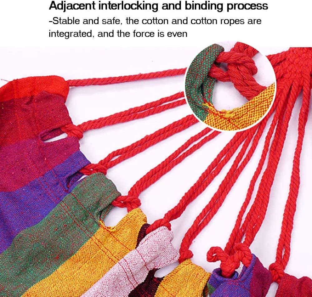 Hammock Colorful Multifunctional Camping Hammock, 8.5Ft X 5Ft Portable Double Parachute Hammock with Tie Rope Canvas Travel Hammocks for Outdoor Beachpatio Porch Garden Backyard Lounging (Red Stripe) image number 2