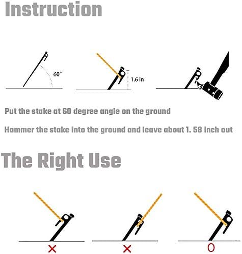 Yiliaw Tent Stakes, Heavy Duty Camping Stakes 12-Inch/8-Inch- Forged Steel Tent Pegs Camping Stakes for Rocky/Hard Places image number 4