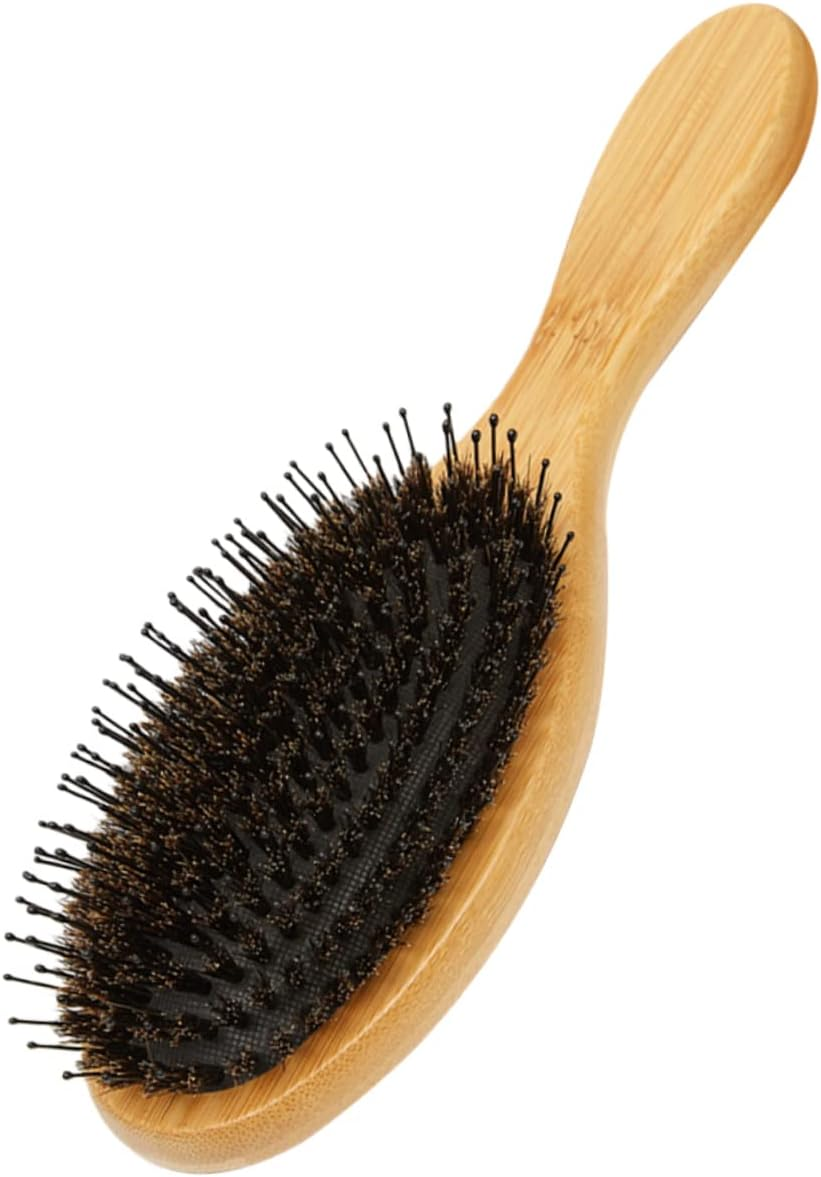 COMPUKAS Solid Wood Comb Hair Brush for Women round Detangling Brush Styling Paddle Comb image number 1