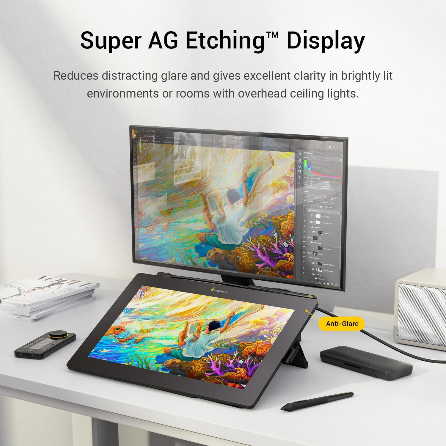 Xencelabs Pen Display 16 Bundle with Quick Keys, 16" Portable Drawing Tablet with Screen Graphic Design Display with 2 Battery-Free Pens for Win/Win-Arm/Macos/Linux, Black image number 5