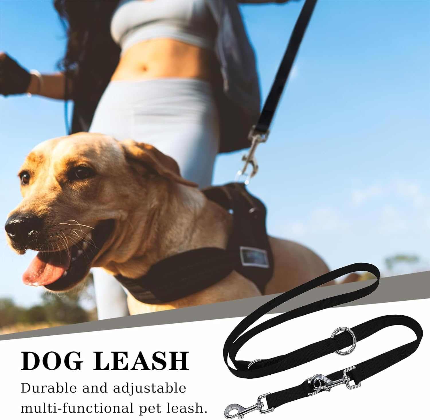 Dog Lead 210 X 2.5 Cm Adjustable Recall Lead with 2 Carabiners Adjustable Exercise Lead Lead Dog Lead Adjustable for Small, Medium Dogs Pet Trainer Lead Splitter image number 6