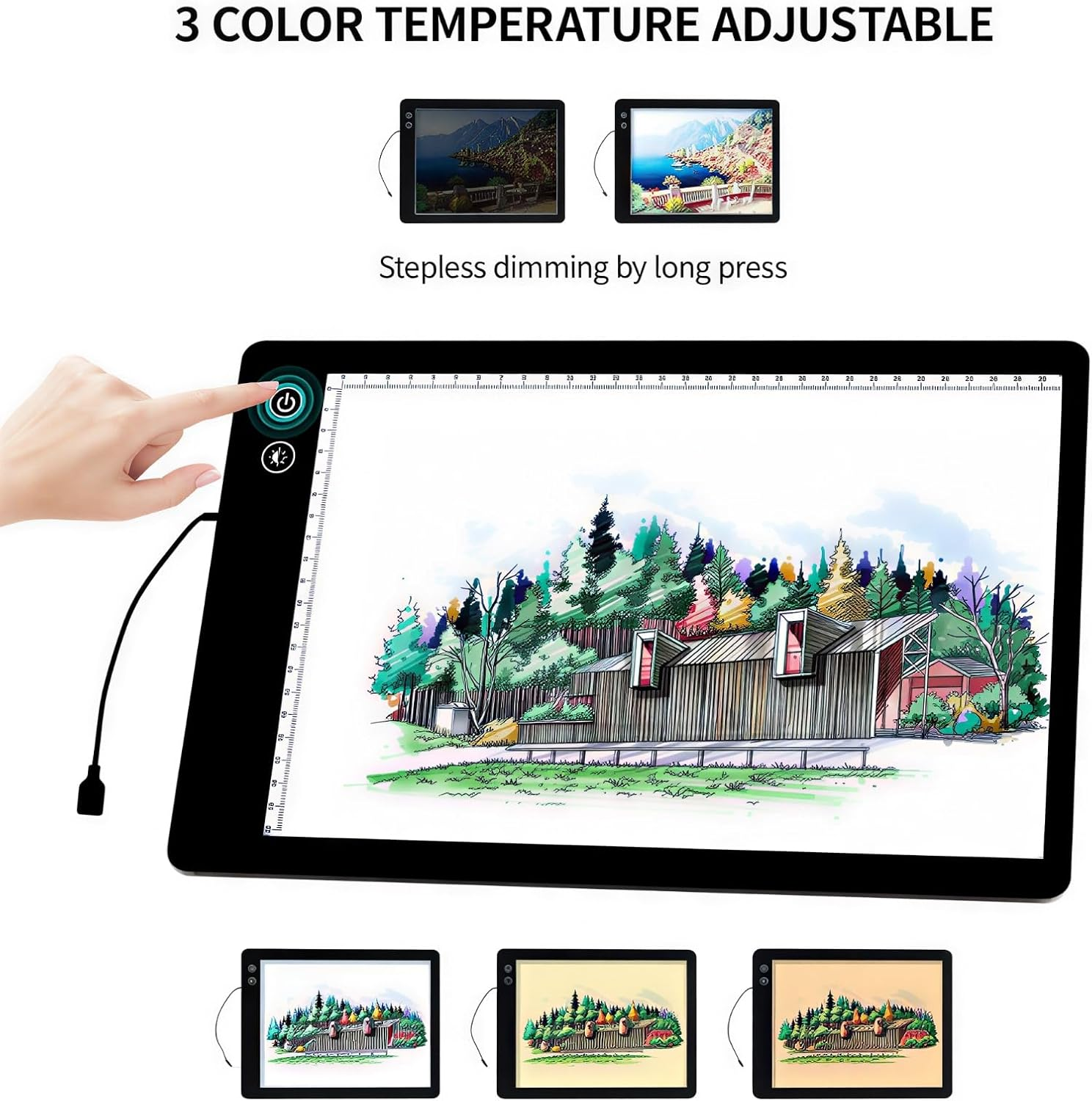 Slide Viewer,Ultra Slim Pad Slide and Film Viewer,3 Brightness Levels LED Lighted Illuminated Viewing,For Film Negative image number 1