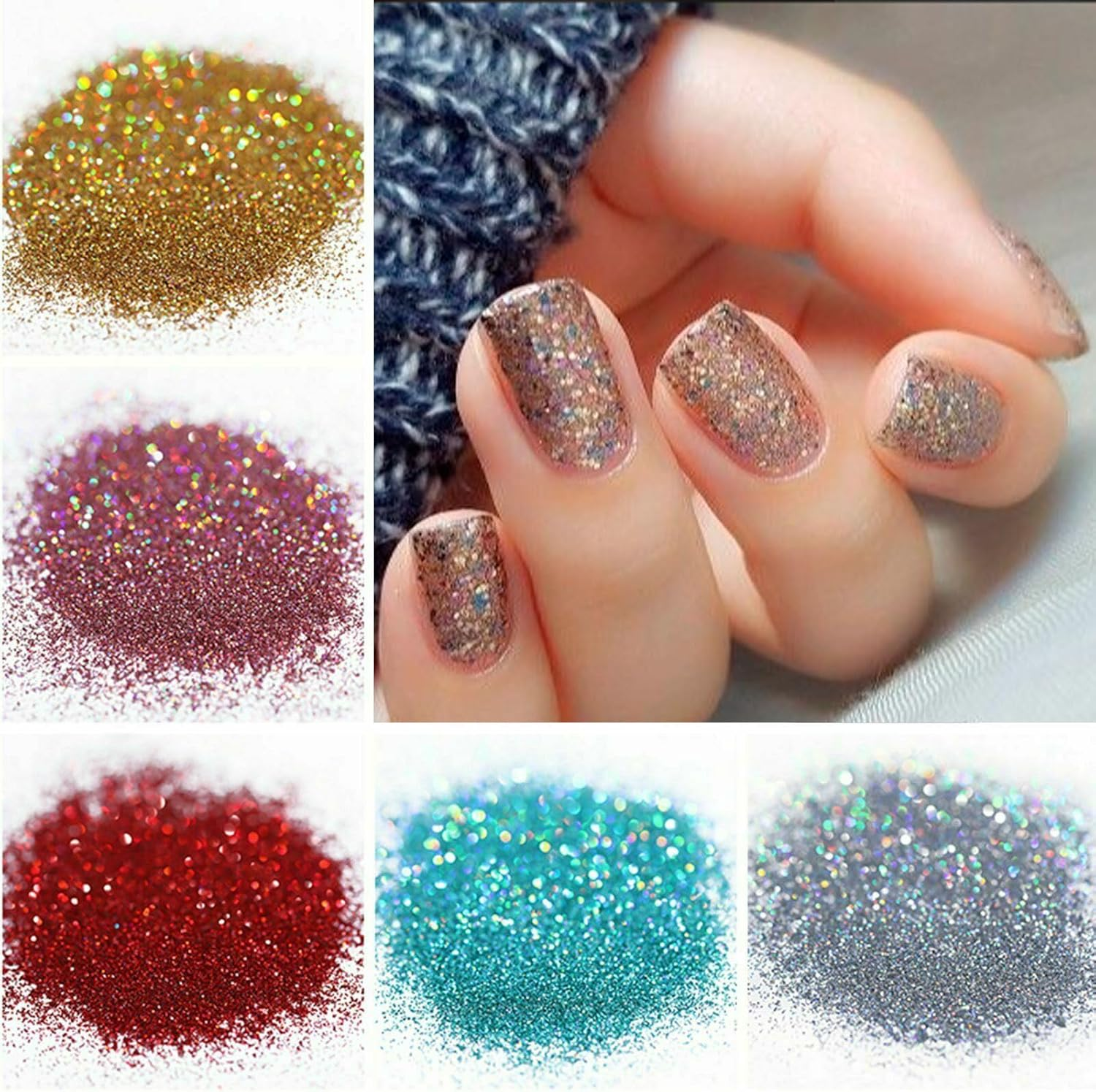 Tootoo 50G Fine Glitter Dust Powder Holographic Iridescent Metallic Body Nail Art Craft (Orange) - Bronze image number 5