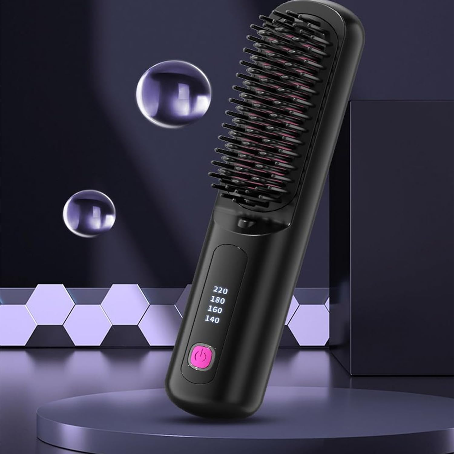 Gupcaqosjw Portable Hair Straightener Cordless,Straight Hair Comb Brush | Fast Heating Rechargeable 4 Levels Adjustable Straightener for Curling Women Styling Teens Home Travel image number 4