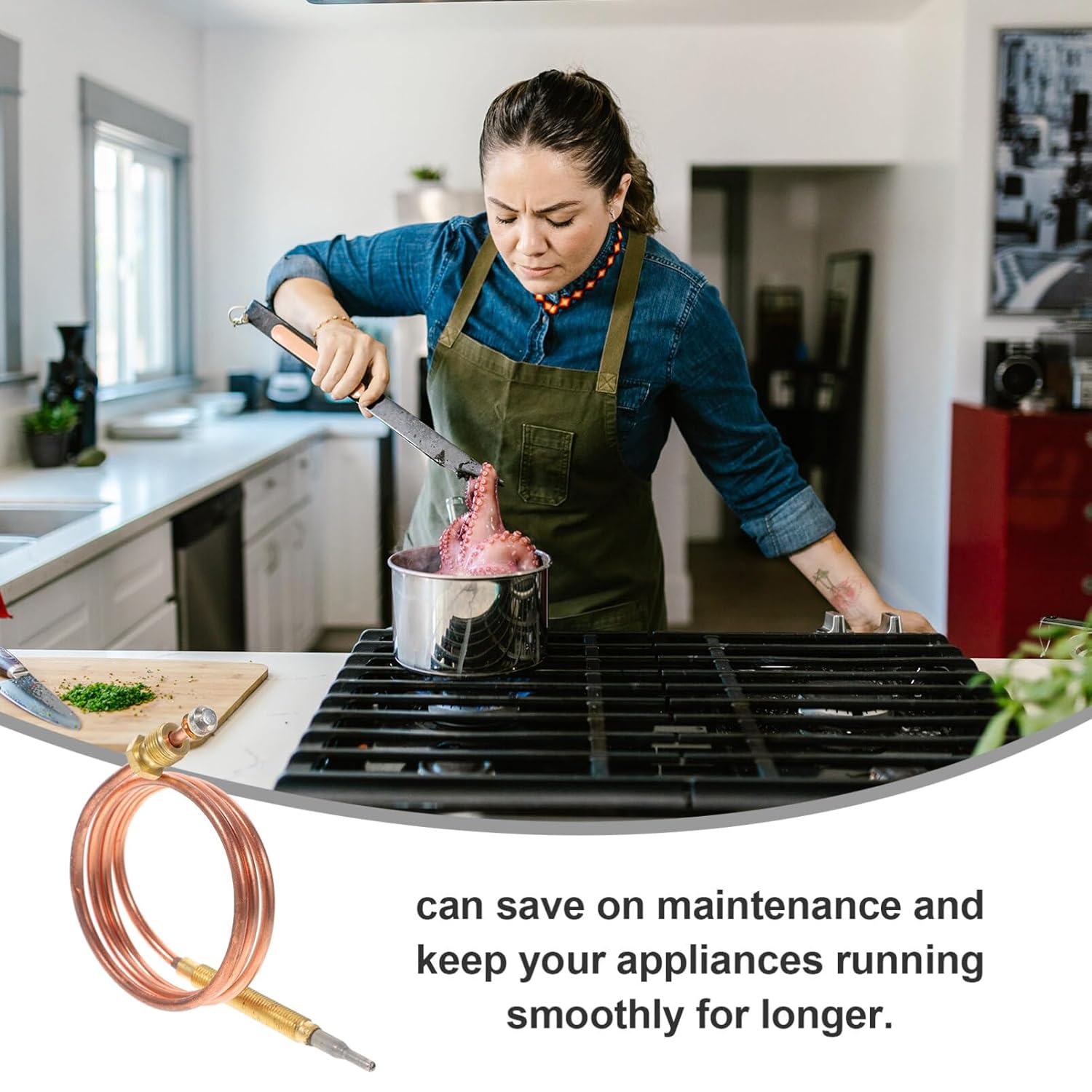 JECOMPRIS Fireplace Thermocouple 600Mm Stove Thermocouple BBQ Grill Thermocouple Temperature Sensor image number 3