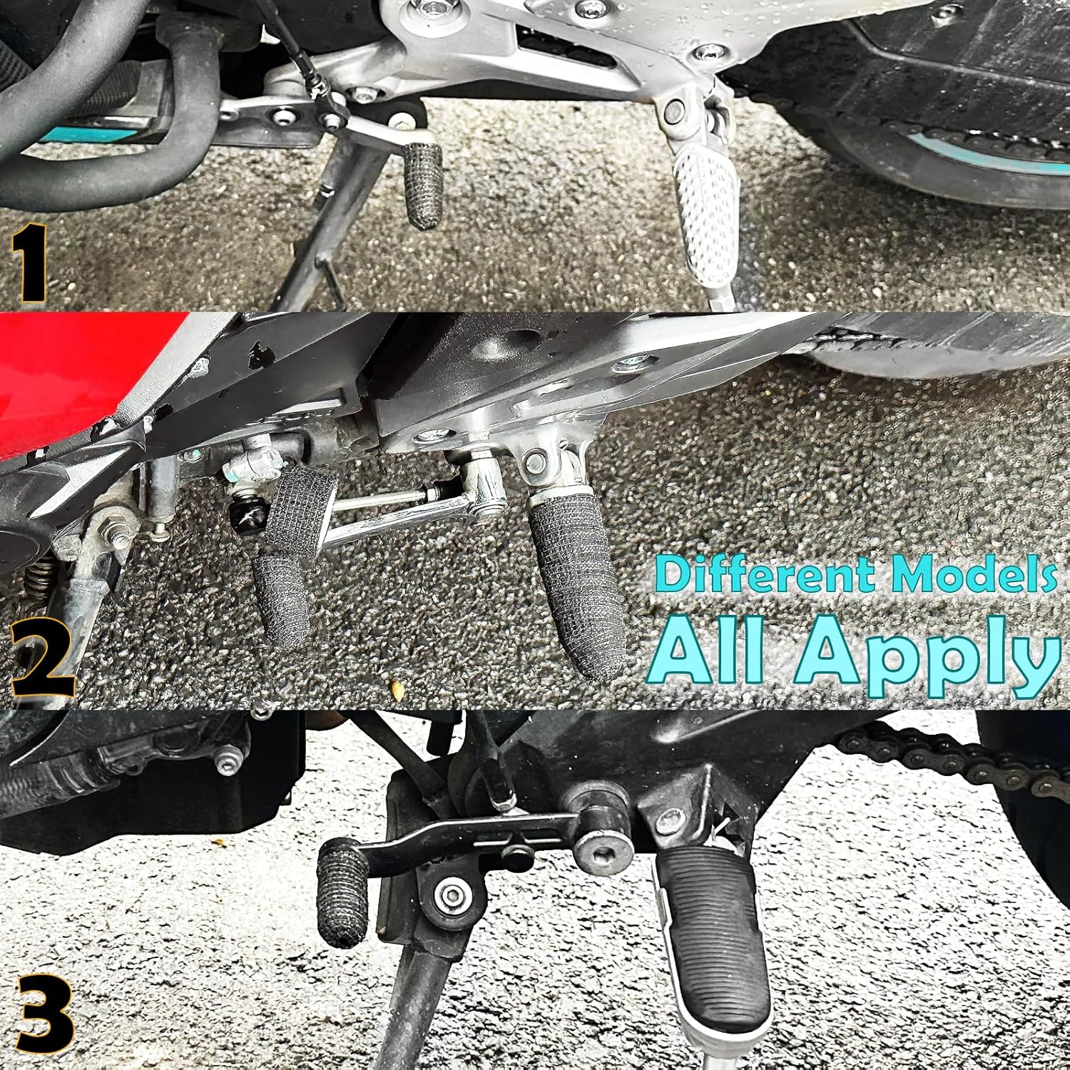 12PCS Motorcycle Gear Shift Covers, Self-Adhesive Motorbike Shift Guard Footrest Non-Slip Motorcycle Foot Peg Pedal Cover, Boot Shoe Protector for Motorcycle Gear Shifter Shift Lever Footrest image number 2