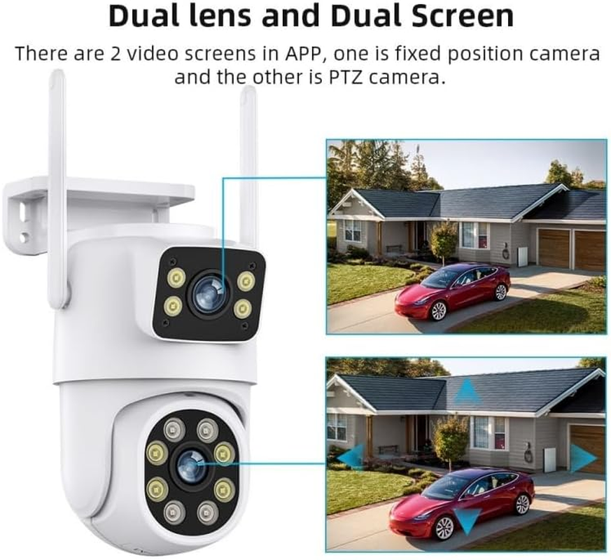Aoeek Tuya 6K Security Camera Outdoor Dual Lens, 350&deg; Pan/Tilt View, Smart Motion Tracking, Full Color Night Vision, 2-Way Audio, IP66 Weatherproof, Secure Sd/Cloud Storage, Versatile for Home Safety image number 4
