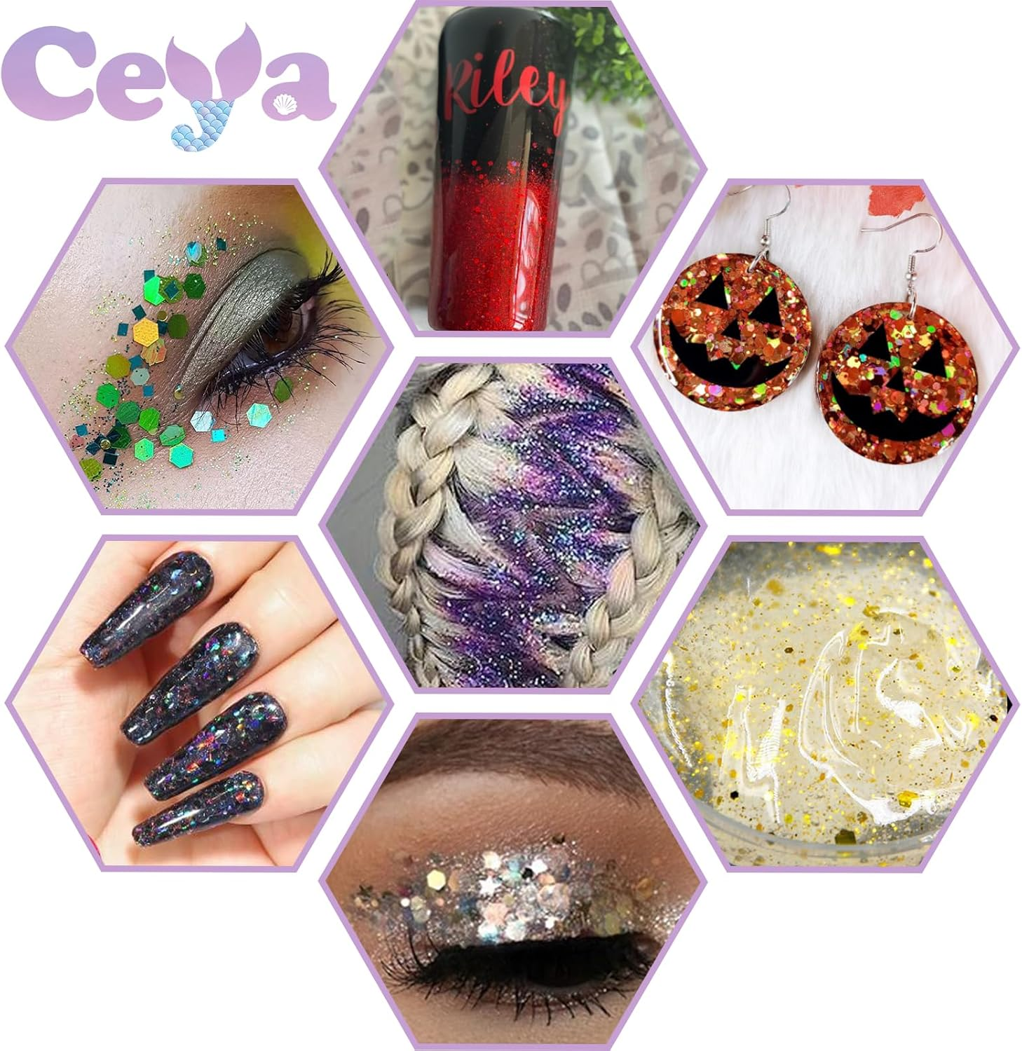 Ceya Holographic Chunky Glitter, 1 LB/ 16OZ Laser Red Bulk Craft Glitter Mixed Chunky Fine Glitter Bottled Metallic Flake Nail Sequins for Resin, Tumblers, Scrapbooking, Festival Decor, Art Project image number 4