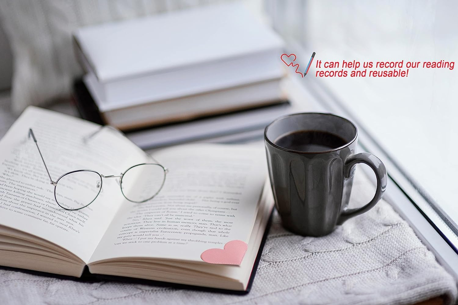 6 Leather Heart Bookmarks - Cute Page Corner Reading Accessories - Handmade Gifts for Book Lovers (Bright Colors)