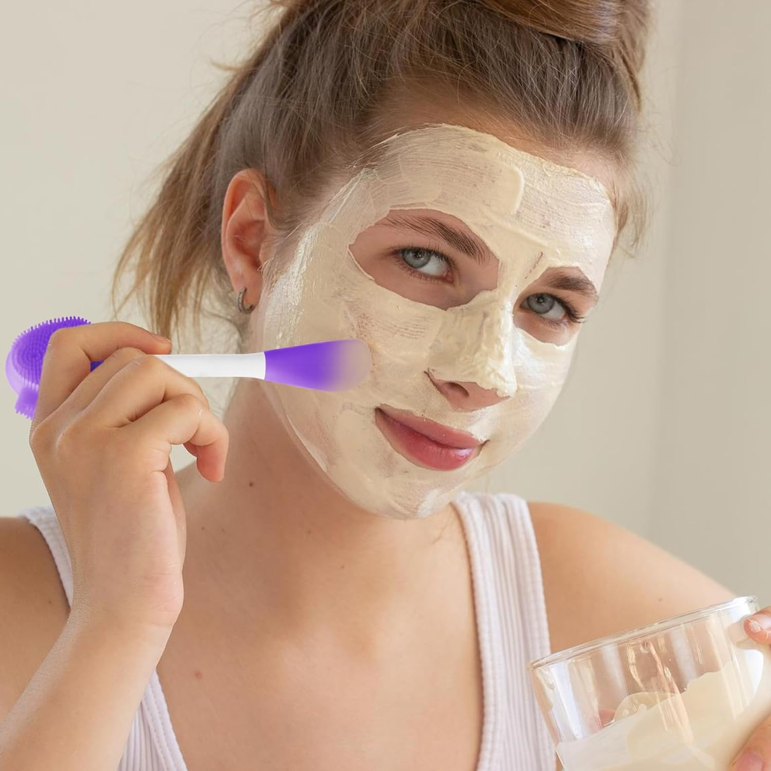 NILLOS Silicone Face Scrubber Brush, 4 PCS Pore Brush for Face for Pore Cleansing, Gentle Exfoliating, Removing Blackhead(Red, Green, Pink, Purple) image number 6