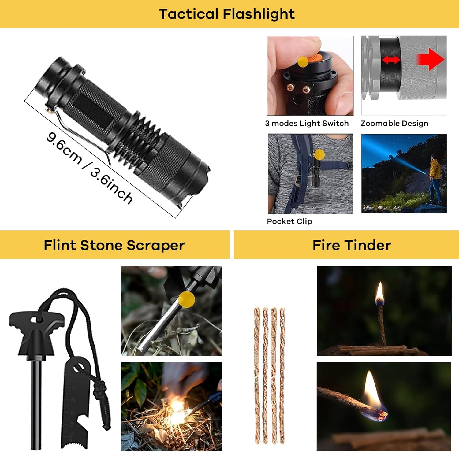 Survival Kits 27 in 1, Camping Accessories, Camping & Hiking Equipment, First Aid Kit and Survival Gear with Hard Case, Camping Gifts for Men