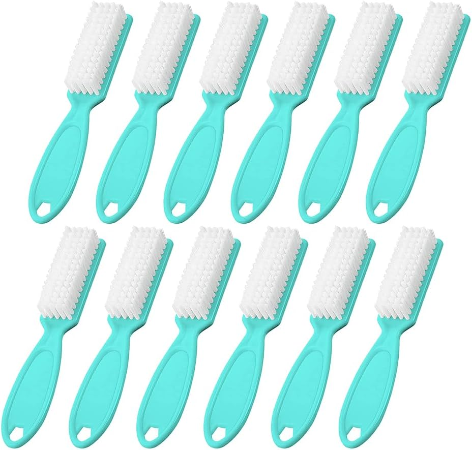 SQULIGT 12Pcs Nail Brush for Cleaning Fingernails, Handle Grip Cleaning Brush for Nail and Toenail, Nail Dust Brush Manicure Pedicure Tools Scrubbing Brush Women Men Home Salon(Pink)