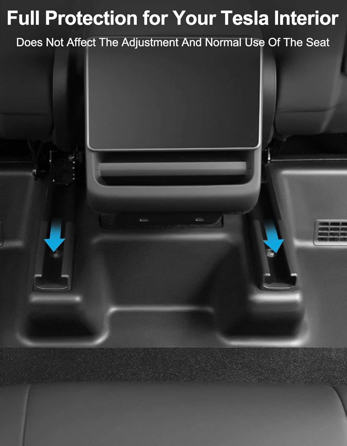 Foor Mats Kits for Tesla Model Y Juniper 2025 2026 Front Seat Slide Rail Cover Underseat Edge Protector TPE Seat Track Kick Mat Full around Wrap Case Shells Accessories (Black) image number 1