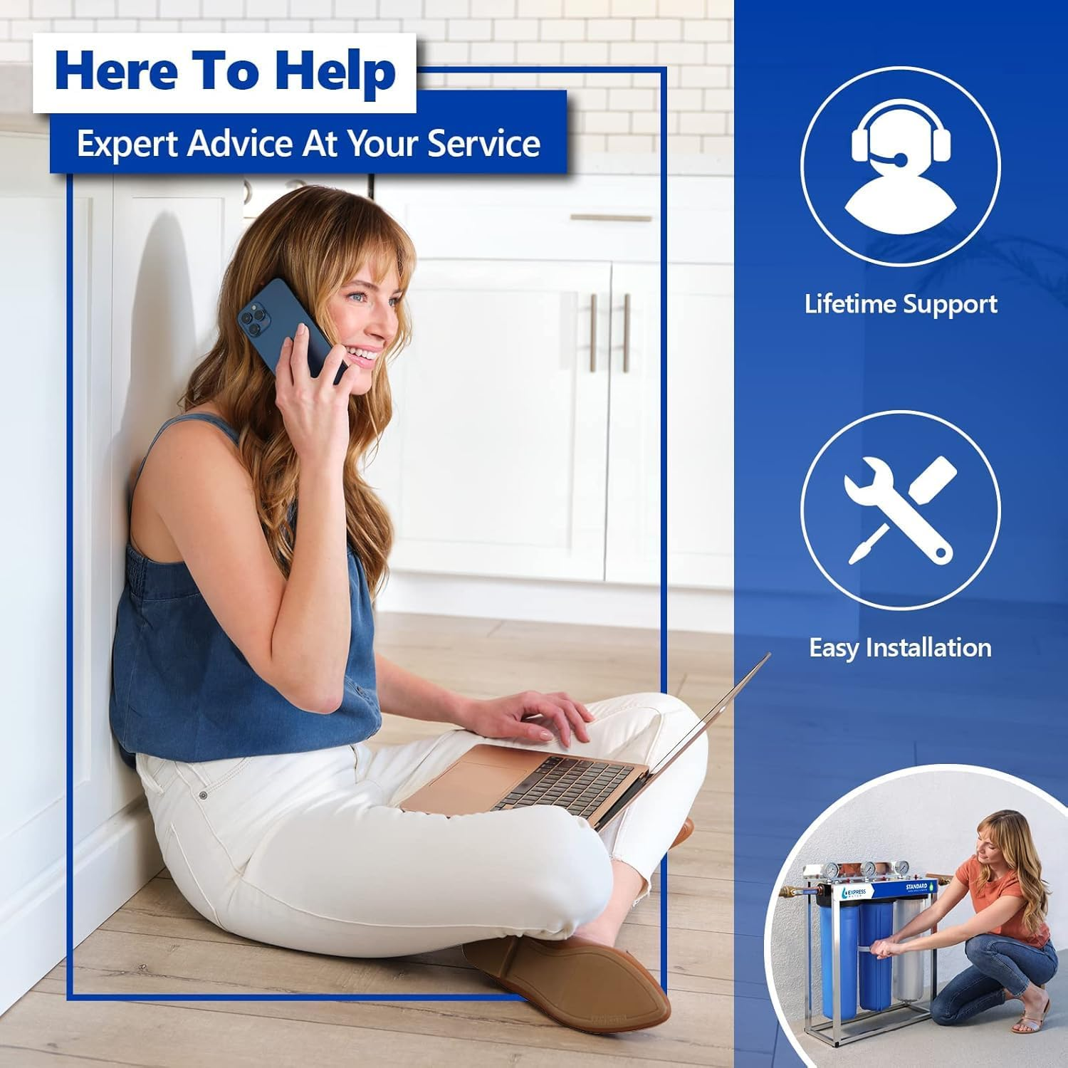 Express Water &ndash; Whole House Water Filter Set &ndash; 3 Stage Water Filtration Replacement Kit &ndash; Sediment, Charcoal, Carbon High Capacity Cartridge Filters &ndash; 5 Micron Water Filter &ndash; 4.5&rdquo; X 20&rdquo; Inch image number 4