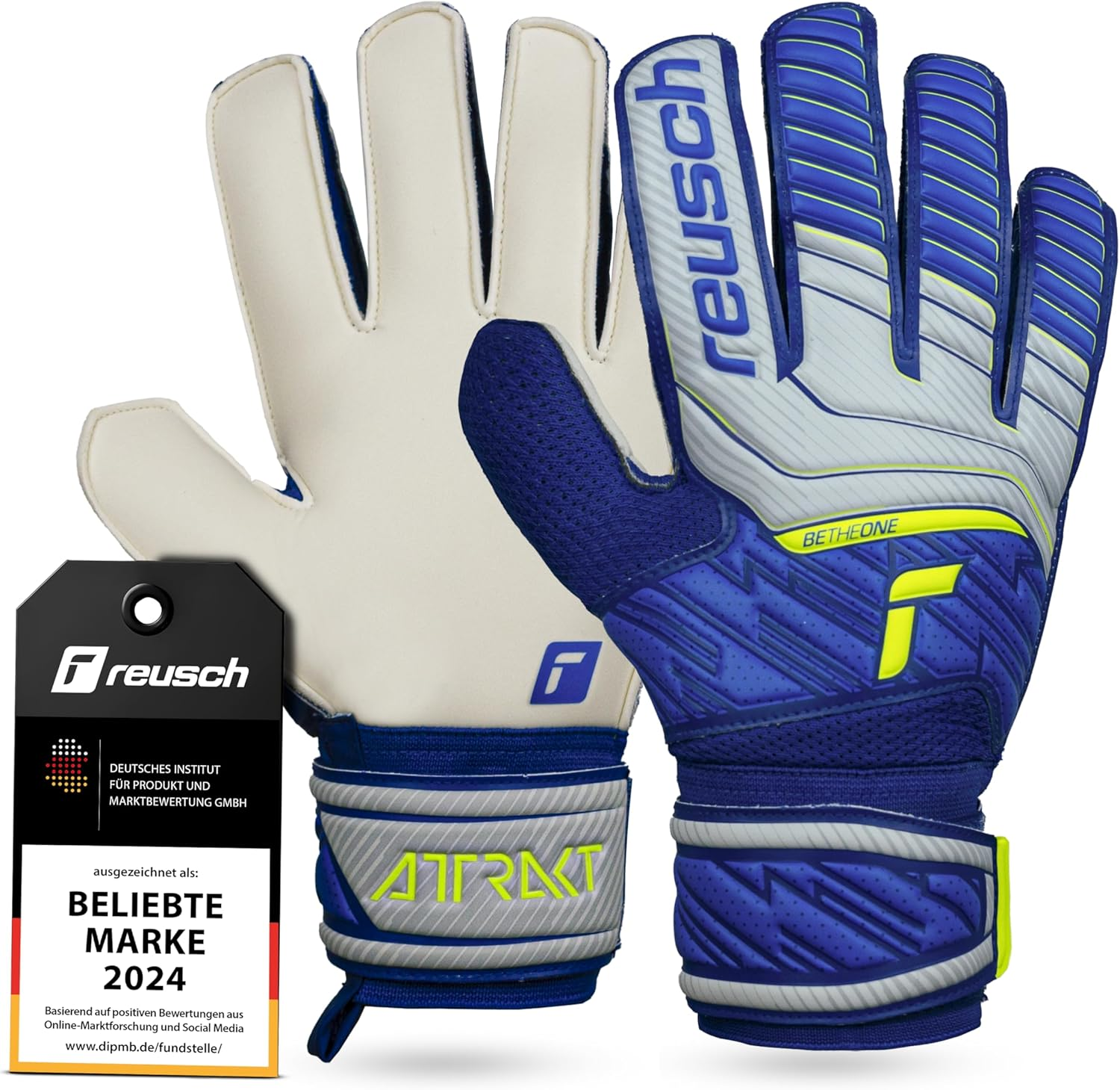 Reusch Men'S Attrakt Unisex Goalkeeper Gloves with Outseam Cut and Solid Coating, Suitable for All Playing Field Surfaces, Football Gloves for Adults