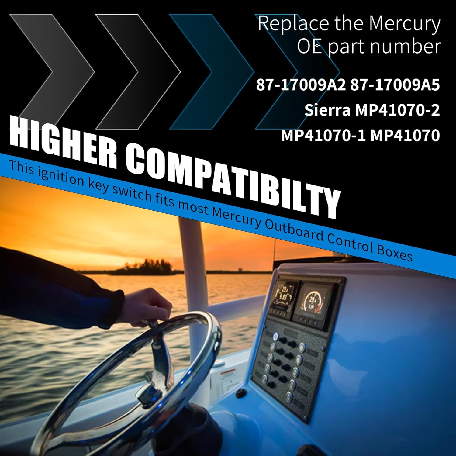 Boat Ignition Switch with Key Fit for Mercury Mariner Outboard Motor Control Box with 2 Keys 6 Wire Connectors 3 Position - Replace Mercury Ignition Switch 87-17009A5 87-17009A2 image number 5