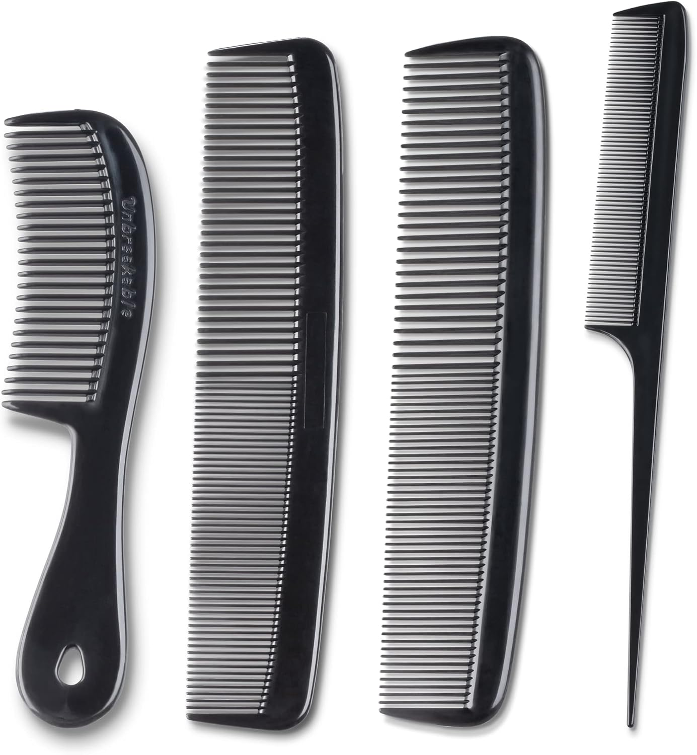 Mars Wellness 4 Piece Professional Comb Set Black - USA MADE - Fine Pro Tail Combs, Dresser Hair Comb Styling Comb - Premium Grade for Men and Women - Parting Teasing and Styling image number 4