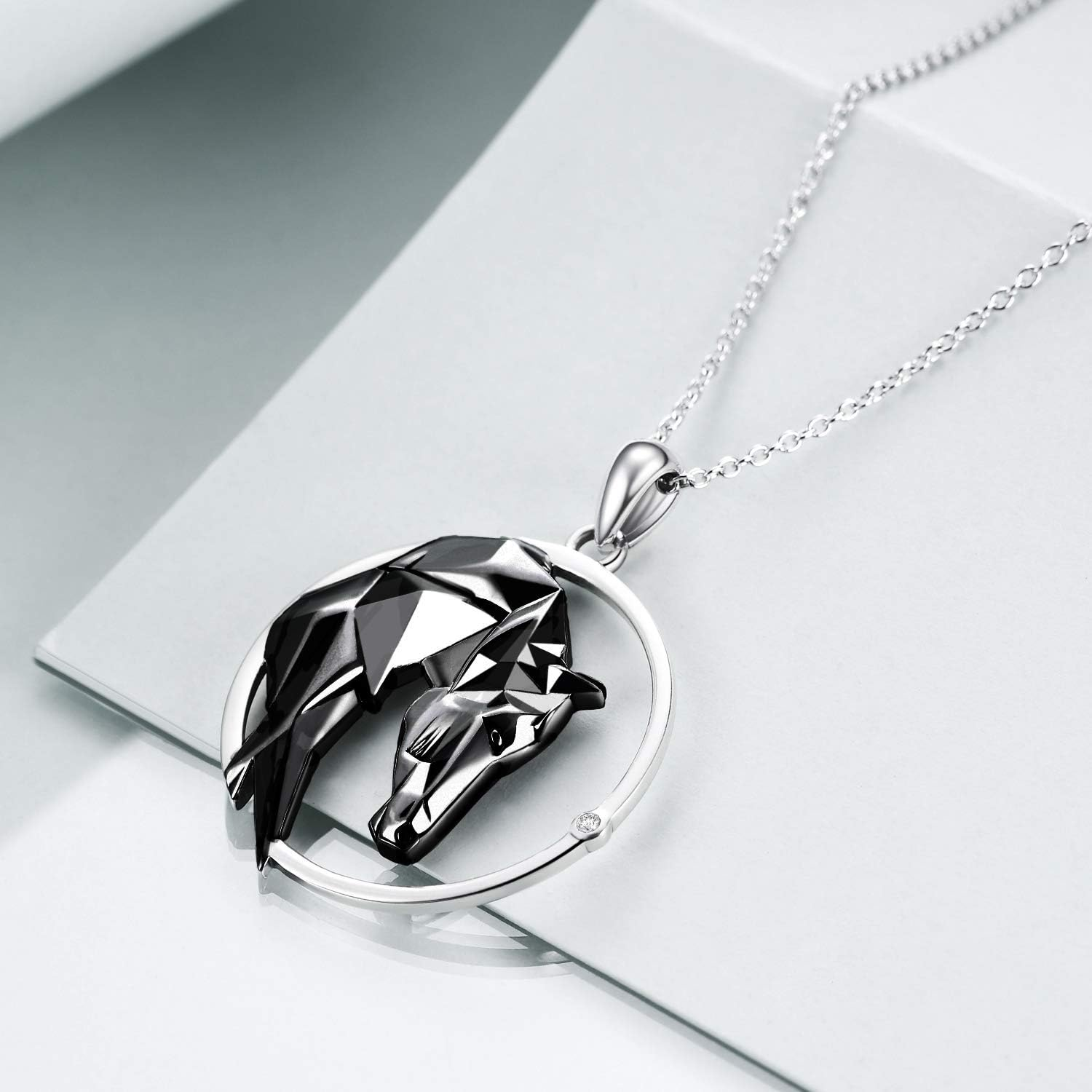 ONEFINITY Horse Necklace Sterling Silver Origami Horse Pendant Necklace for Women Jewelry image number 3