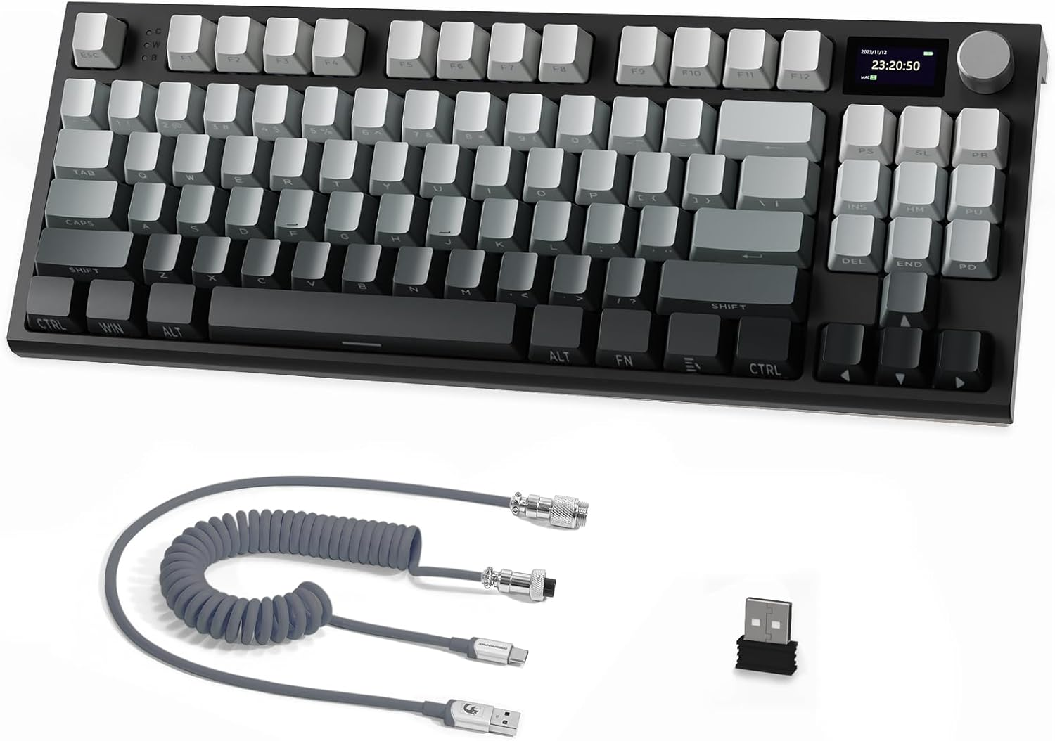 RK86 RGB 75% Wireless Gasket Mechanical Keyboard,Triple Mode Bluetooth5.0/2.4G/Usb-C 82 Keys Hot Swappable Gaming Keyboard 4000 Mah Battery W/Knob & 1.2'' HD OLED Display,Custom Linear Switches