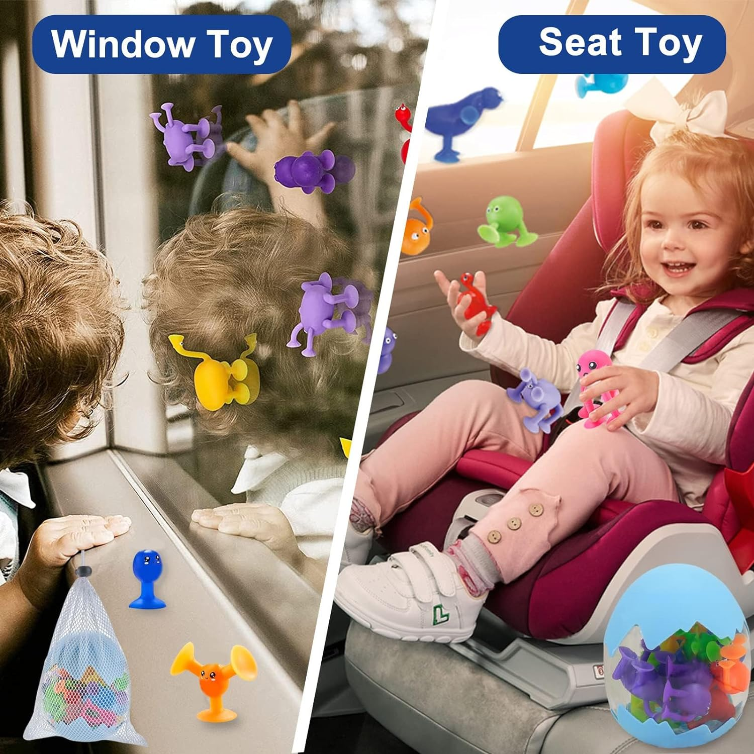 27 Pcs Baby Bath Toys Suction Cup Toys for Kids, Sensory Toys for Autistic Children, Travel Toys Window Toys Stem Learning Toys, Bathtub Toys with Dinosaur Eggshell Storage image number 1