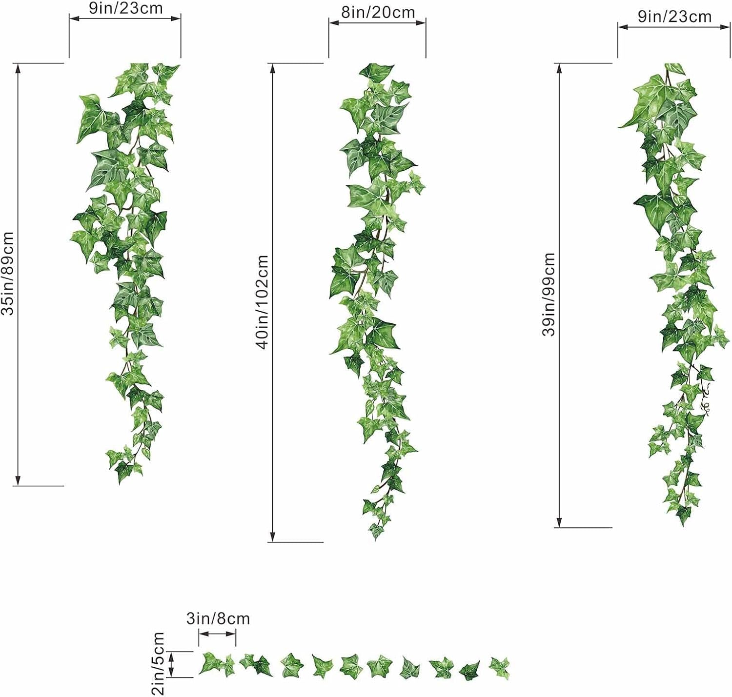 Hanging Vine Wall Stickers - Green Nature Plants Leaves Ivy Wall Decals - Bedroom Living Room Sofa TV Background Home Wall Decor image number 2