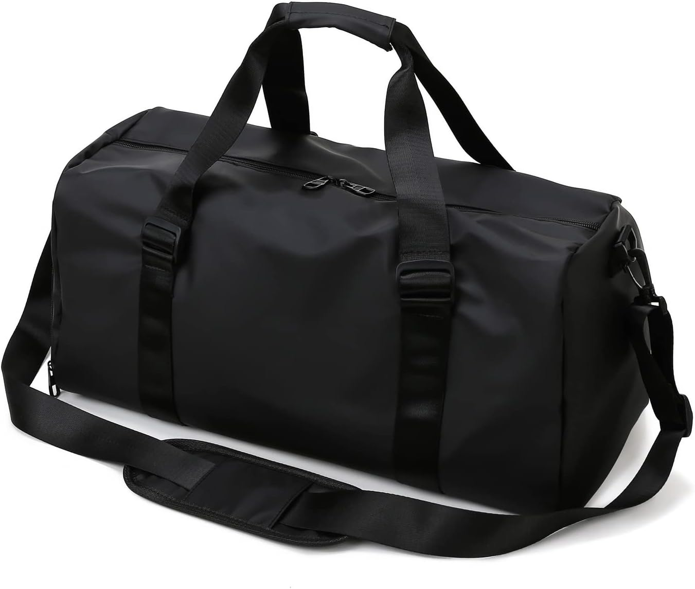 Gym Sport Bag Men Women, Travel Duffle Bag with Shoes Compartment and Wet Pocket, Big Capacity Weekend Overnight Bag with Shoulder Strap for Gym Sports Travel Swimming Camping, Black, Sports Gym Bag