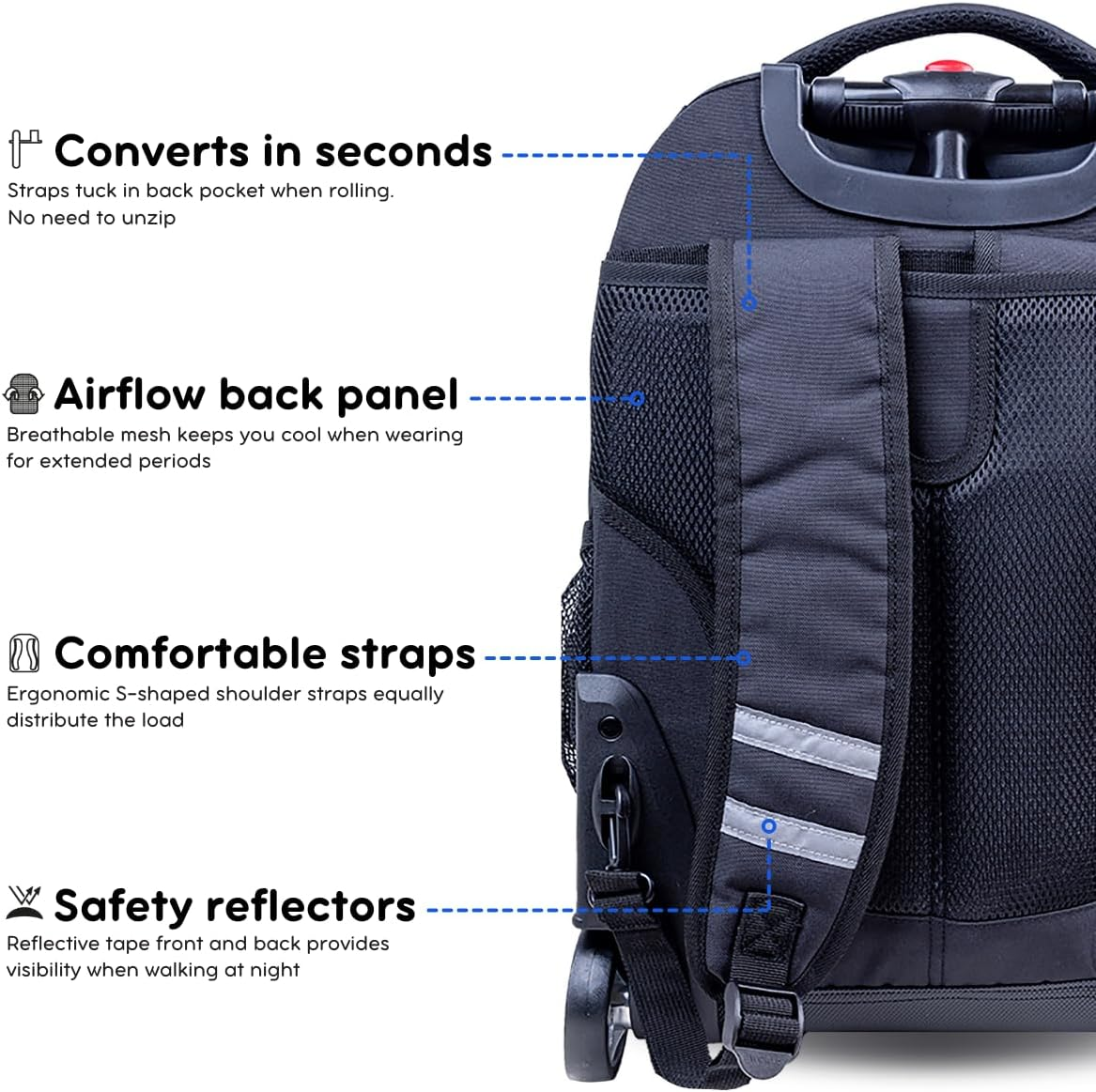 J World Sunrise Kids Rolling Backpack for Girls Boys. Roller Bookbag with Wheels for School, Black, 18", Sunrise Kids Rolling Backpack for Girls Boys Teen. Roller Bookbag with Wheels