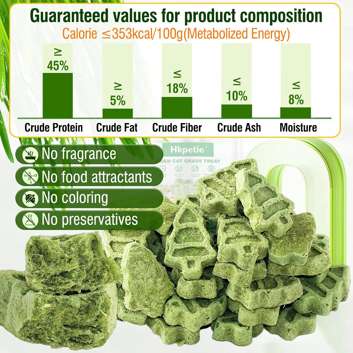 Cat Grass Teething Sticks, 100G Edible Freezed Drying Cat Grass Treats, Cat Snacks for Hairball Removal and Dental Care image number 4