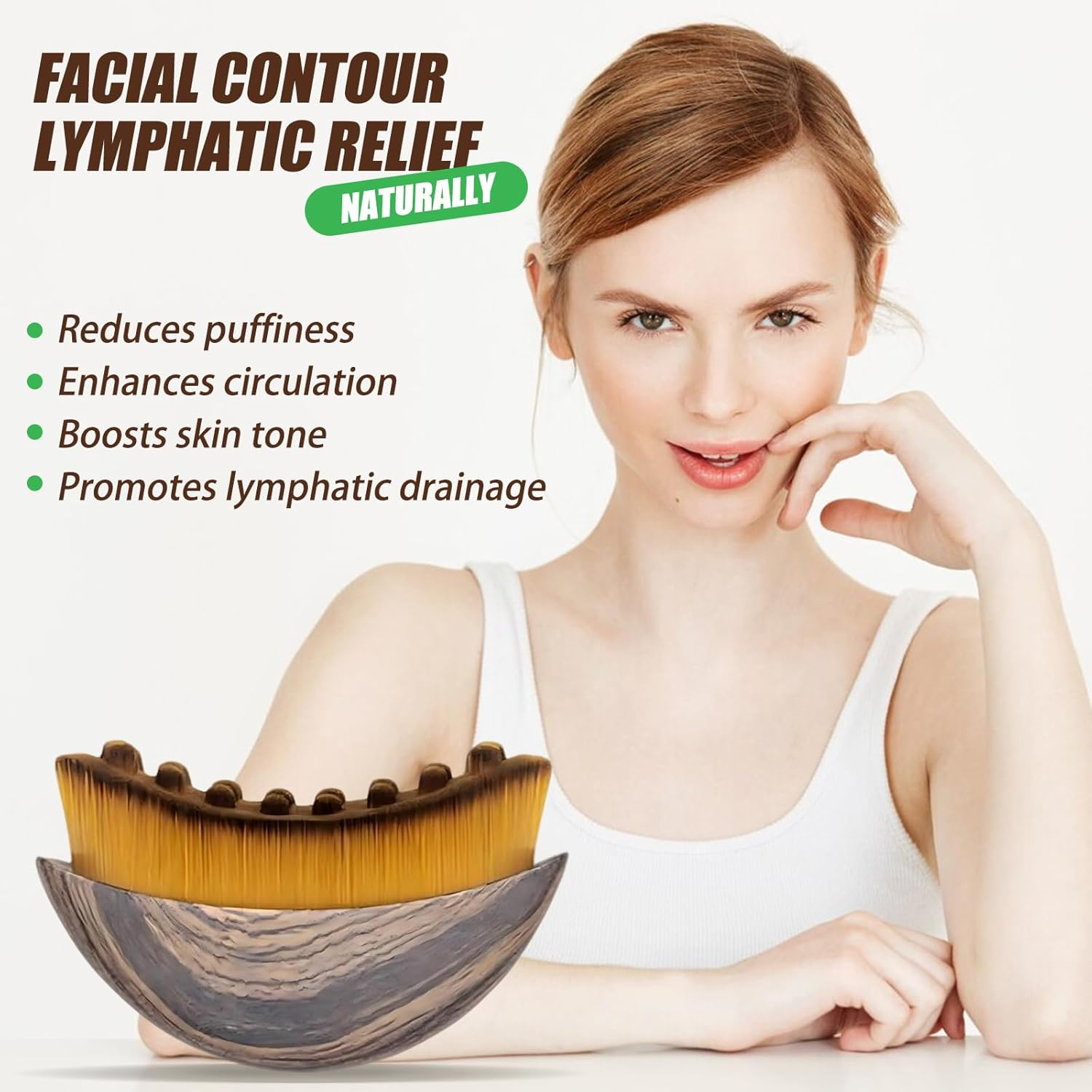 Homiliky Lymphatic Face Brush for Drainage & Sculpting - Facial Massager for Jawline, Double Chin & Puffy Face Relief with Ultra Soft Bristles, Portable Skin Care Tool image number 1