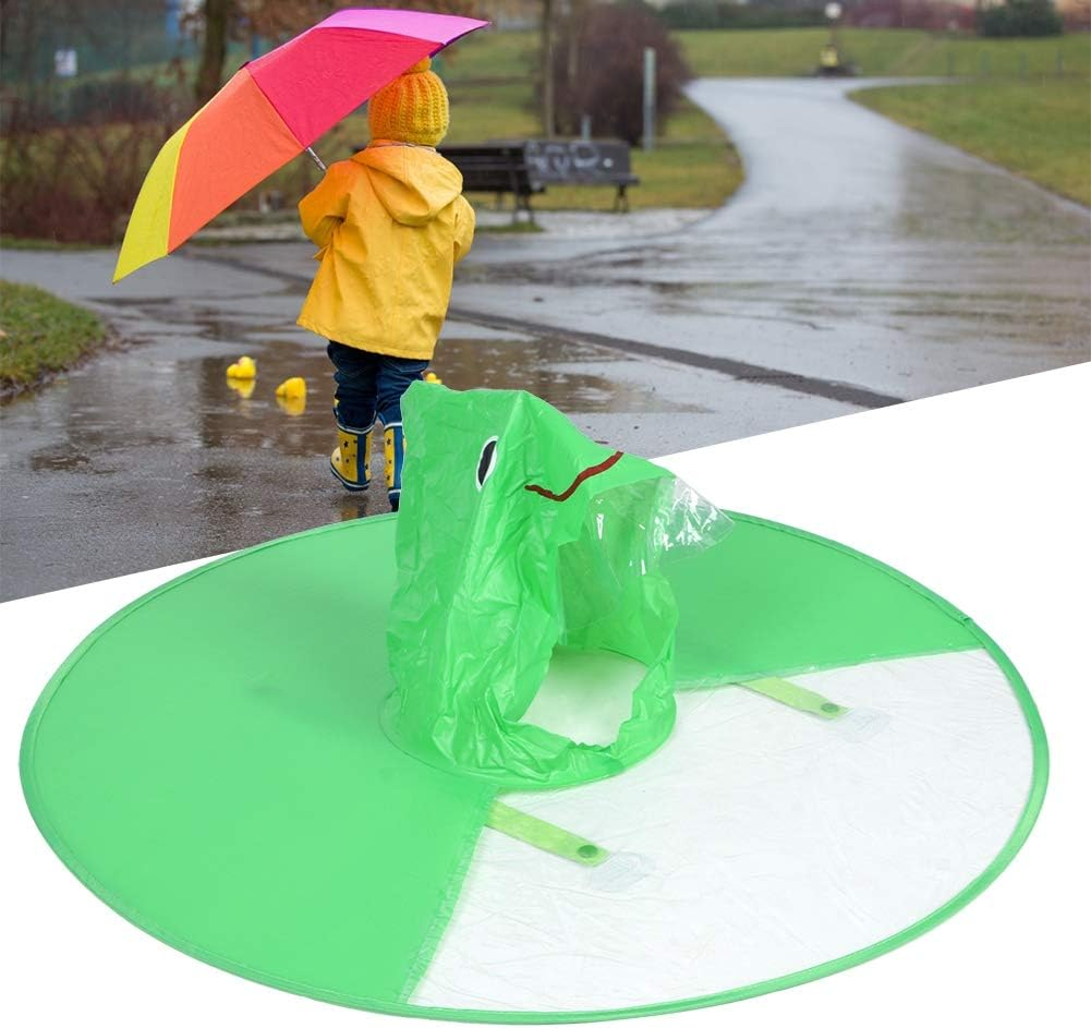 UFO Raincoat Kids, Reusable Foldable Kids UFO Rain Umbrella Hat with Cute Design, Hand Free Foldable Raincoat Cap, Kids Rain Wear(Green) image number 6