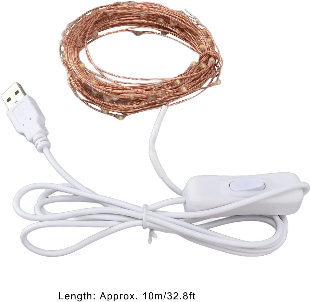 USB Copper Wire String Lights, 100 Leds 10M/32.8Ft DIY Safe USB Fairy String Lights for Outdoor image number 6