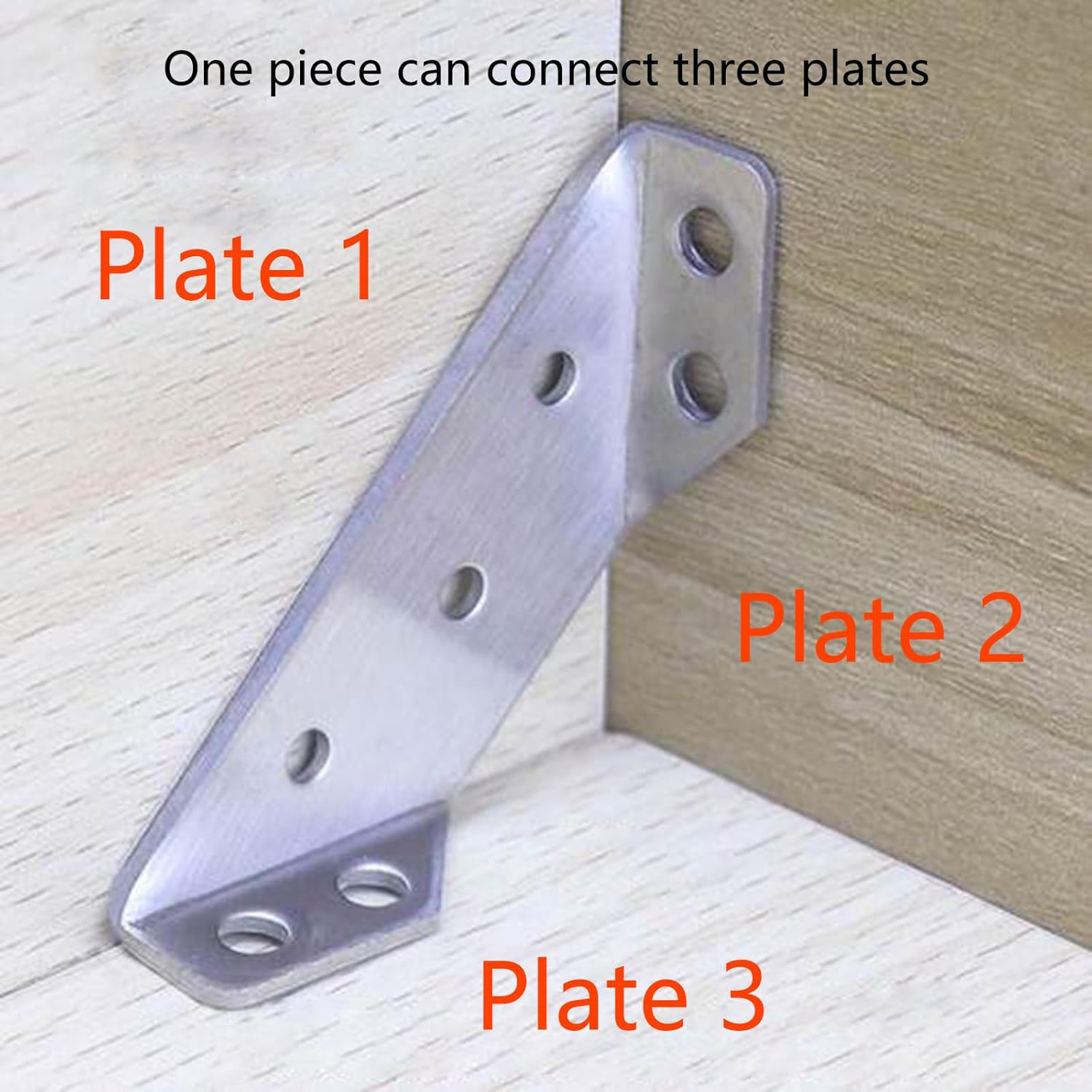 Stainless Steel Thickness Multifunction Triangle Corner Brace, Universal Furniture Corner Connector Angle Bracket Support with Screws Angle Fasten Connector Furniture Triangle Support Frame (96) image number 2