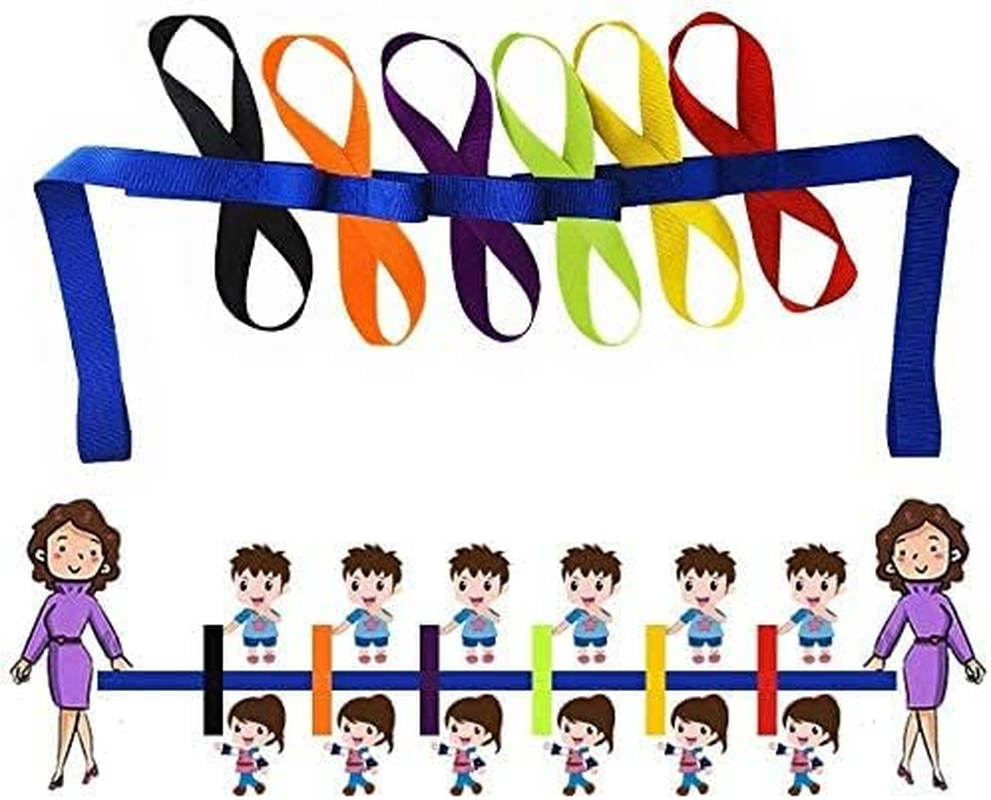Walking Rope for Preschool Line up Rope with Rings for Kids Toddlers to Walk Together Safety Daycare Leash Straps with Handles Teachers School Belt Colorful Line Holder (12 Children & 2 Adult)