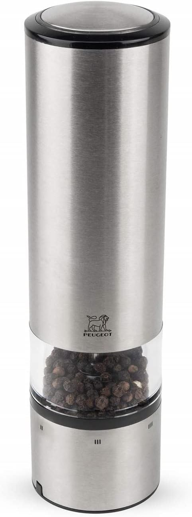Peugeot Elis Sense Duo Electric Pepper and Salt Mill with Alpha Tray, Brushed Nickel, Large, 2/27162