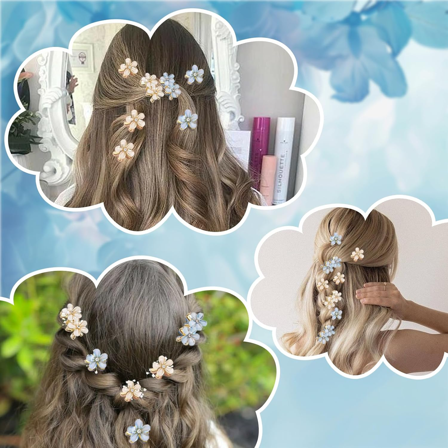 Dcsfadq Pack of 12 Flower Hair Clips, Small, Pack of 12 Hawaii Flower Hair Clip Set for Women, Cute Hair Accessories, Hair Styling Accessories