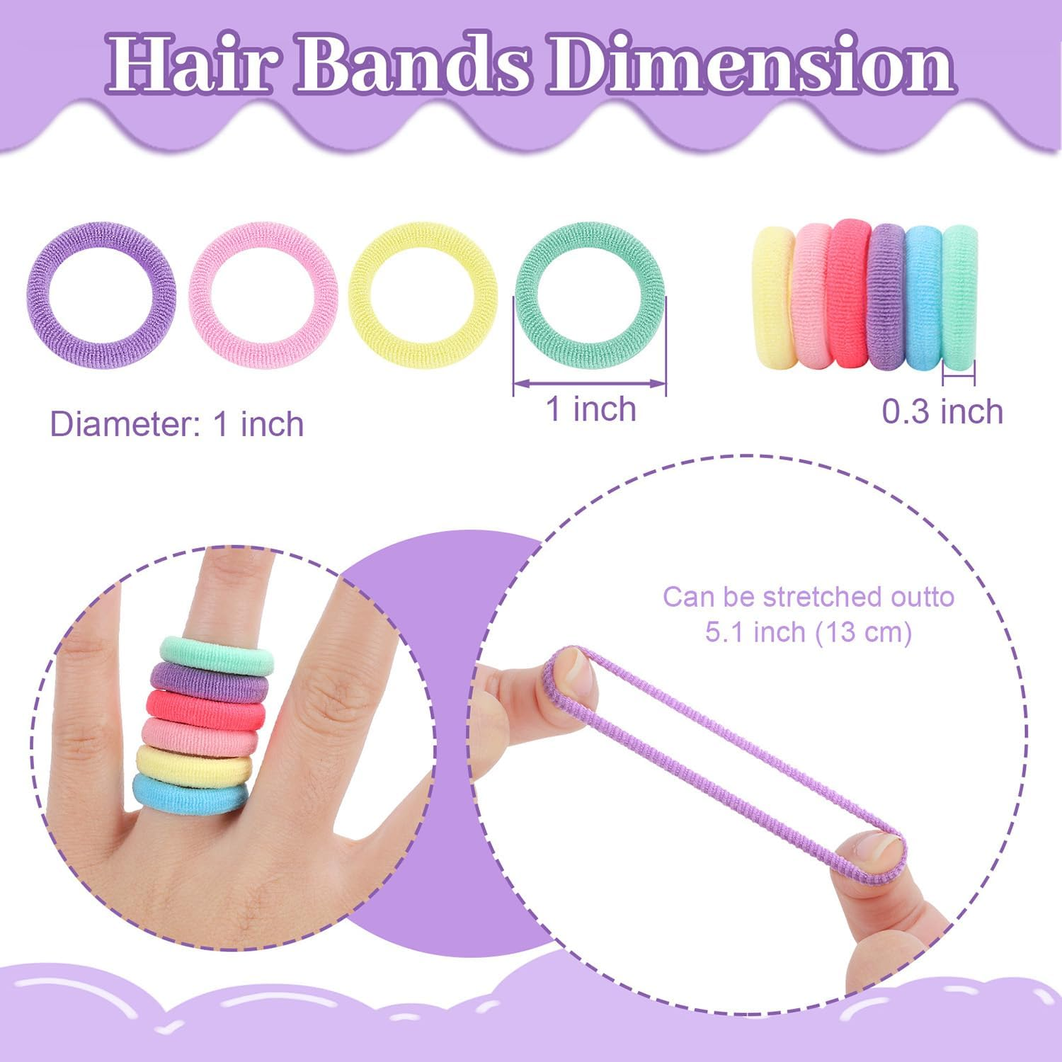 200 Pack Hair Ties Beoffer Baby Toddlers Girls Elastics Hair Bands No Damage Multicolor Colorful Small Rubber Bands Ponytail Pigtails Holders Not Harm to Hair (Macaron) - Color E image number 6