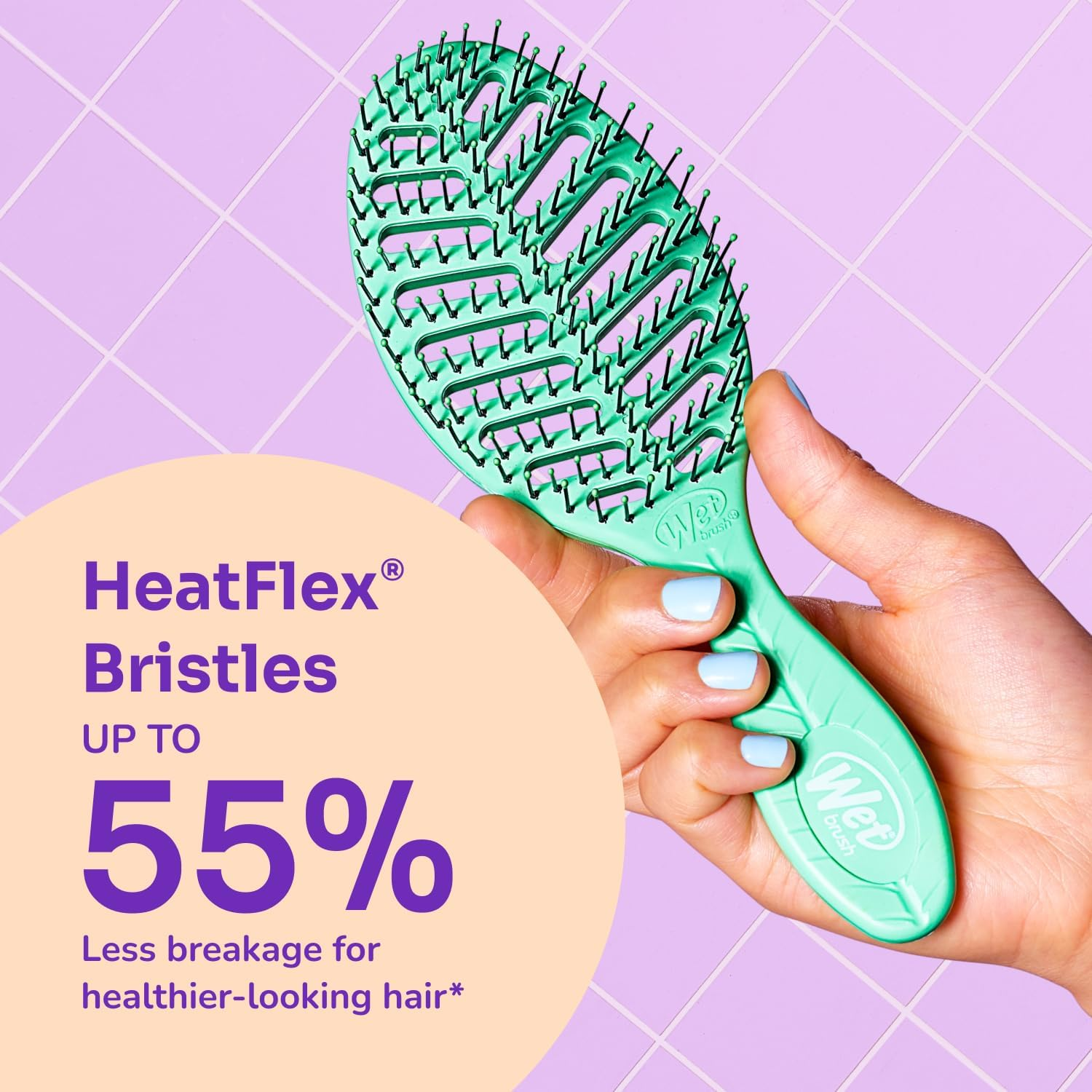 Wet Brush Go Green Speed Dry Hair Brush, Pink - Vented Design & Ultra Soft Heatflex Bristles - Ergonomic Handle Manages Tangle & Uncontrollable Hair - Pain-Free Hair Accessories image number 6