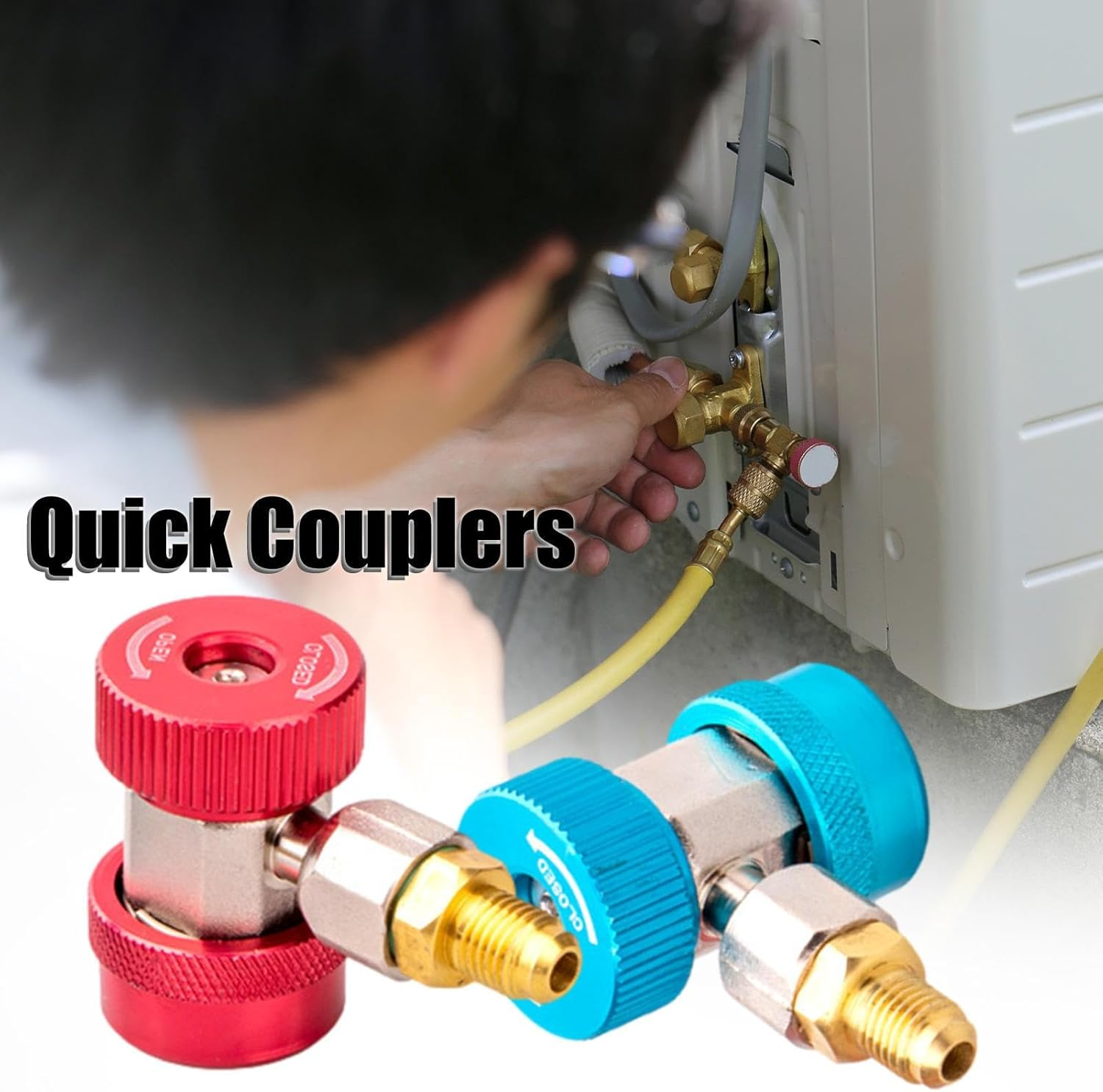 134A Adapter Fittings - AC Fittings R134A R1234Yf Adapter | 1234Yf to 134A Adapter, High/Low Pressure Hose Adapter Fitting, Quick Connector for Car Conditioner AC Charging Helves