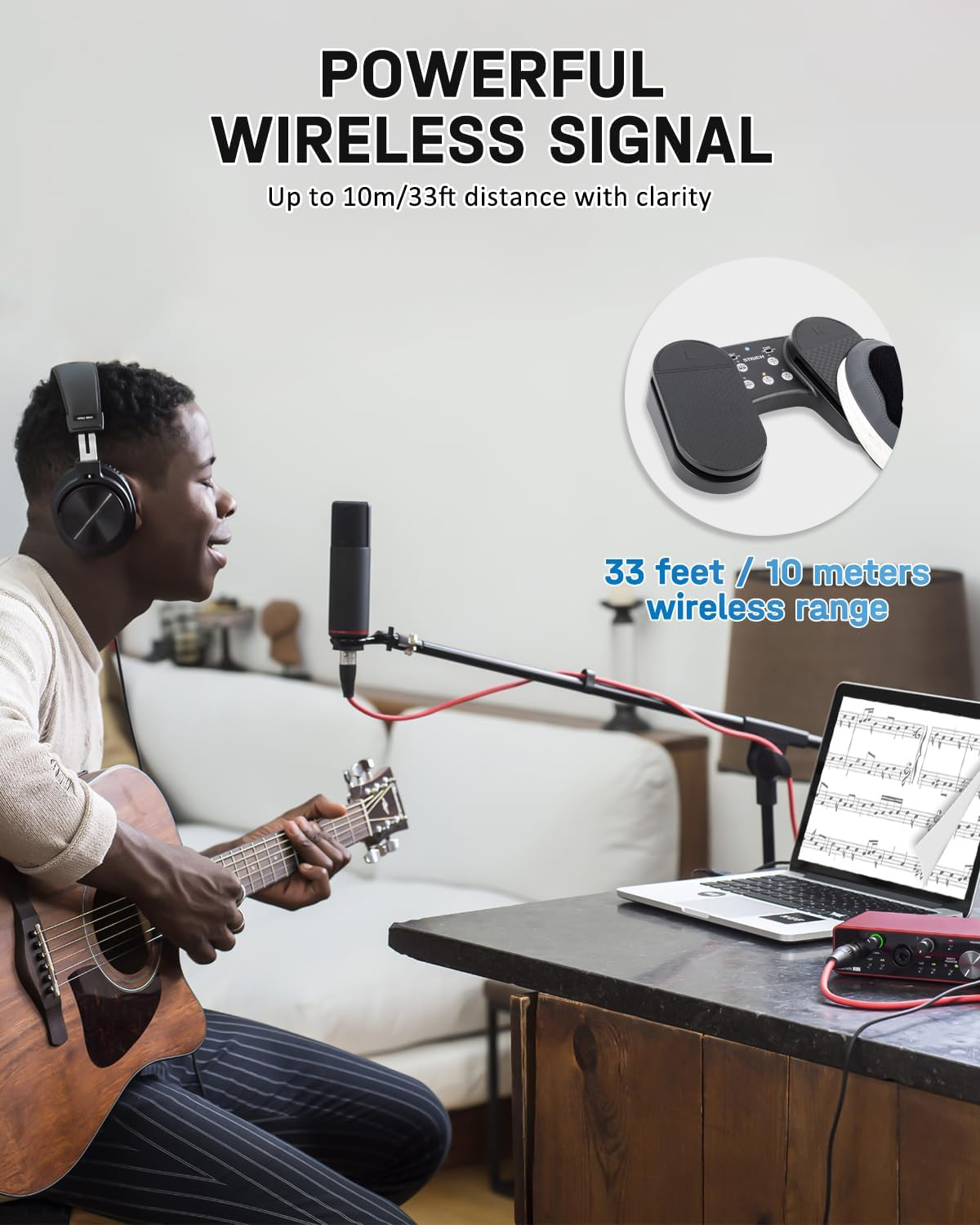 Wireless Page Turner Pedal for Ipad, STRICH Rechargeable Music Page Turner Pedal, USB Silent Foot Pedal for Tablets Smartphones Ipad Pro Multimedia Platforms PC, SPT-10 image number 4