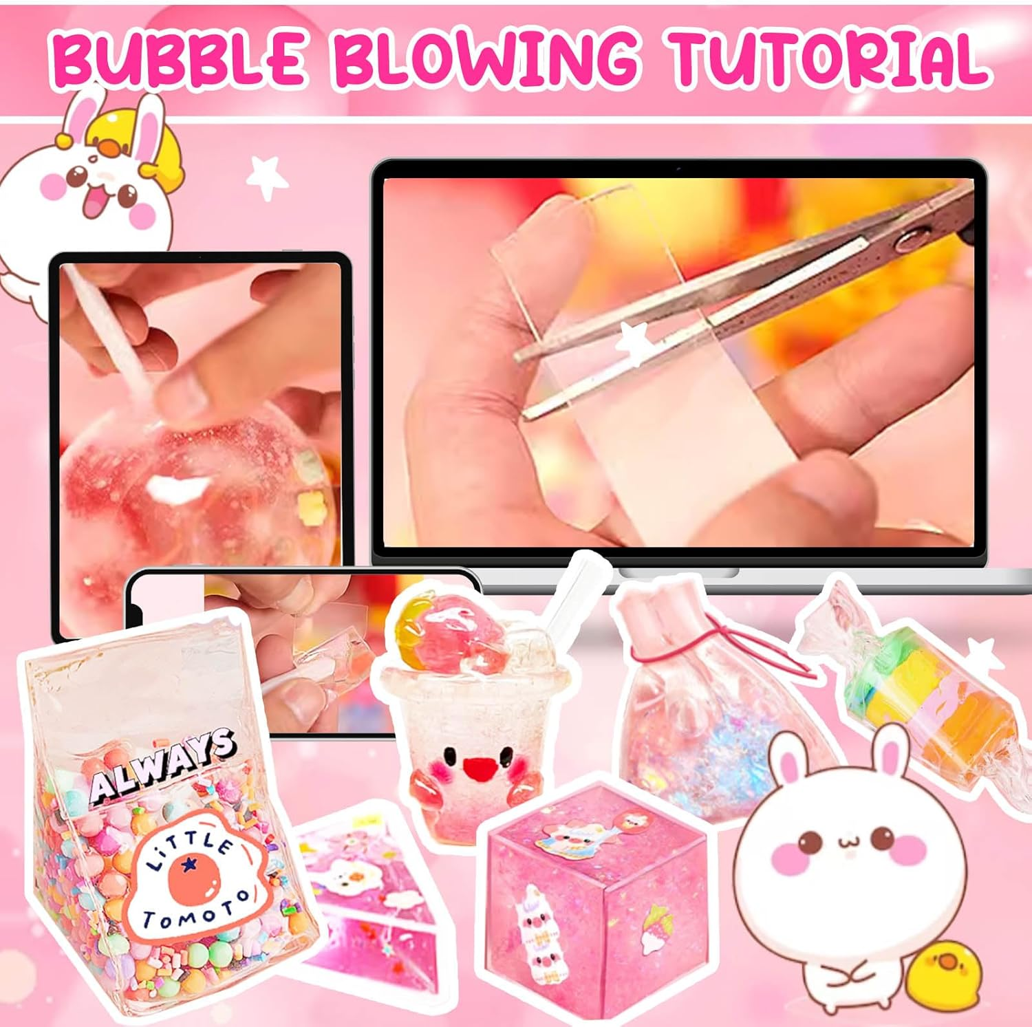 Jimcii Bow Nano Tape Bubble Kit for Kids with Box, Nano Tape Squishy Maker Kit, Nano Bubble Tape Kit, Nano Tape Bubbles image number 3