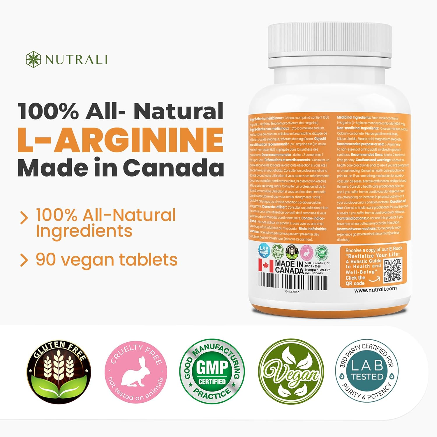 New 1000Mg HIGH STRENGTH L Arginine Tablets - Pure Arginine Powder, Powerful Nitric Oxide Supplement, Boost Protein and Creatine Synthesis, Stamina, Designed for Men Requiring Peak Performance and Endurance, Non-Gmo, Gluten-Free - 90 Vegan Tablets image number 5