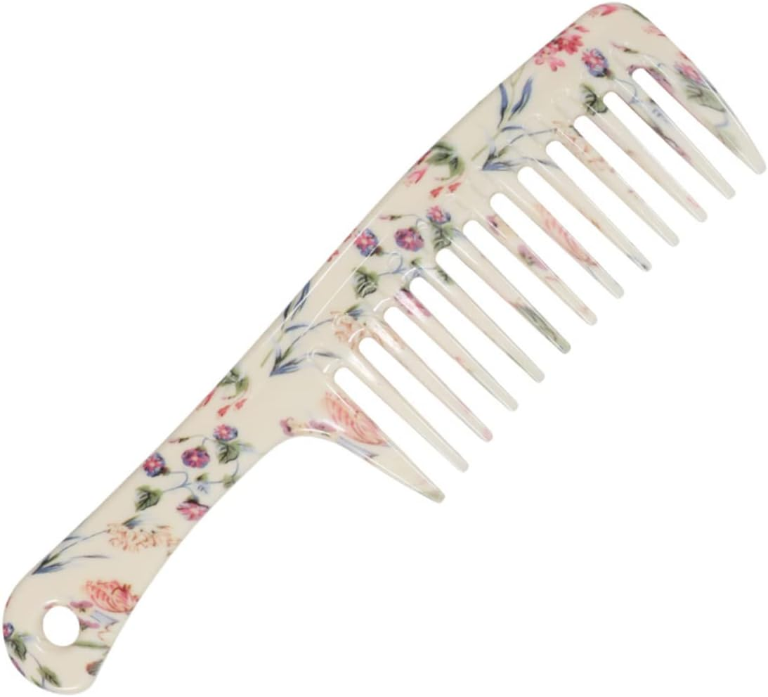 TOVINANNA 3Pcs Big Teeth Combs Hair Styling Combs Wide Teeth Hair Combs Straight Handle Combs Hairdressing Combs Printing Haircut Combs