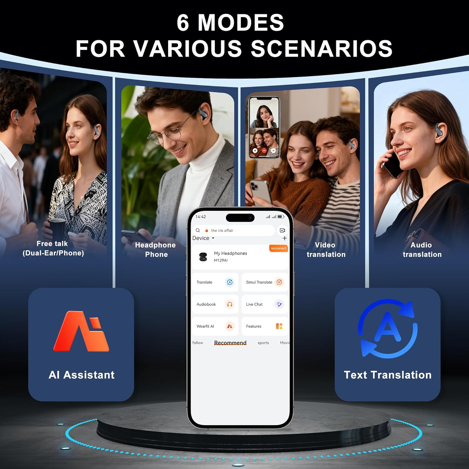 AI Translation Earbuds Real Time,Translation Earbuds with Audio and Video Calls,164 Language Translator Earbuds Audifonos Traductores Ingl&eacute;s Espa&ntilde;ol,Bluetooth Headphones for Business/Learning/Travel image number 3