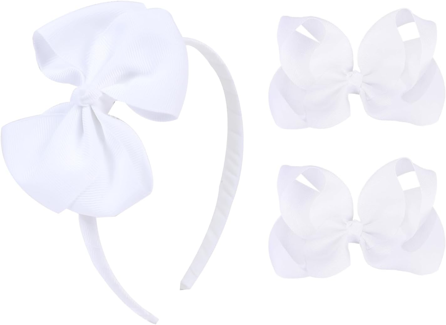 Bow Headband & 2 Pcs 4 Inch Hair Bows Set, Black School Hair Accessories for Little Toddler School Girls (Red)