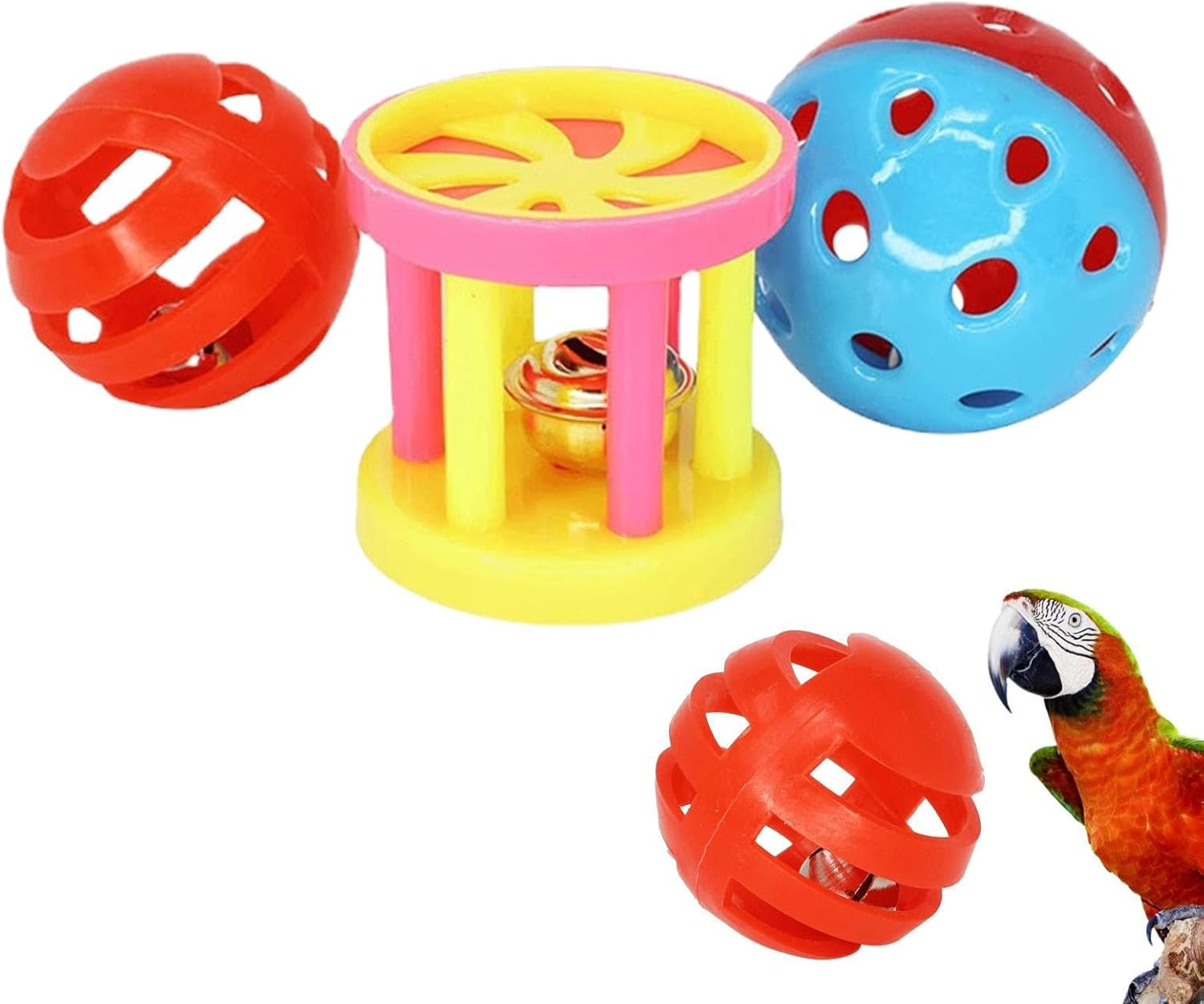 Rrlihjgu Toys for Birds,Bird Training Balls - Bite Resistant Hangable Chewing Ball Toys for Parrots, Budgies, Conures, Parakeets image number 6