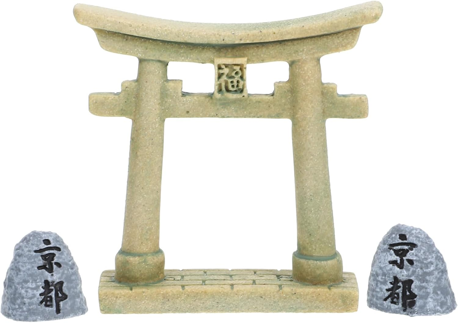 Alipis Japanese Torii Gate, Altar Shelf Mini Torii Gate with Stone Resin Miniature Shrine Japan Fairy Garden Statue for Fish Tank Bonsai Micro Landscape Decoration image number 4