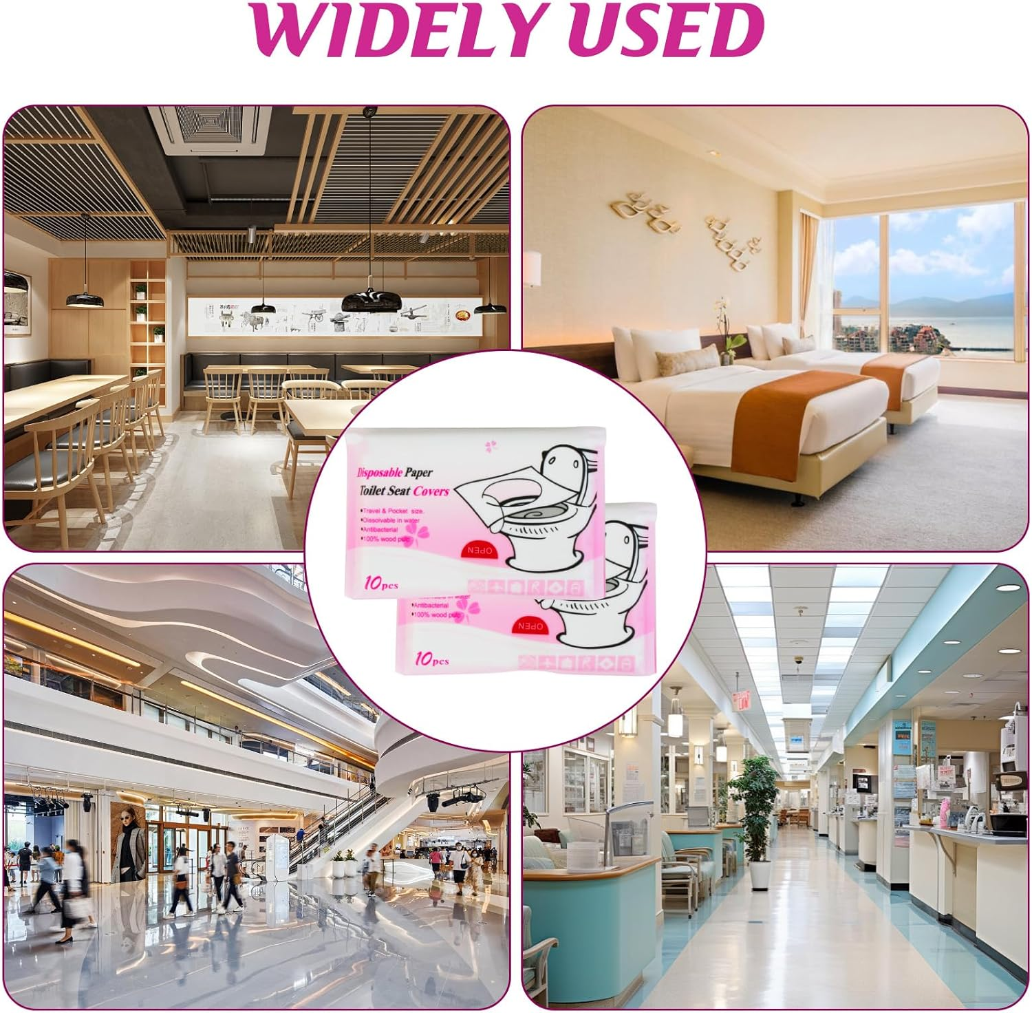 Ozessence 20 Pcs Soluble Water Disposable Toilet Seat Covers, Travel Toilet Seat Covers Anti-Slip Waterproof Protection for Travel Public Restrooms Camping Adults & Kids