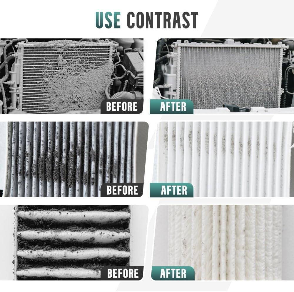 24 Portable Radiator Cleaning Wand, 4500 PSI Radiator Cleaner Tool, Pressure Washer Attachment for Car Truck RV Flush with Water/Air, Gutter & Heater Wash Blower Hose Coolant Sprayer Gun Fin Brush Kit image number 3